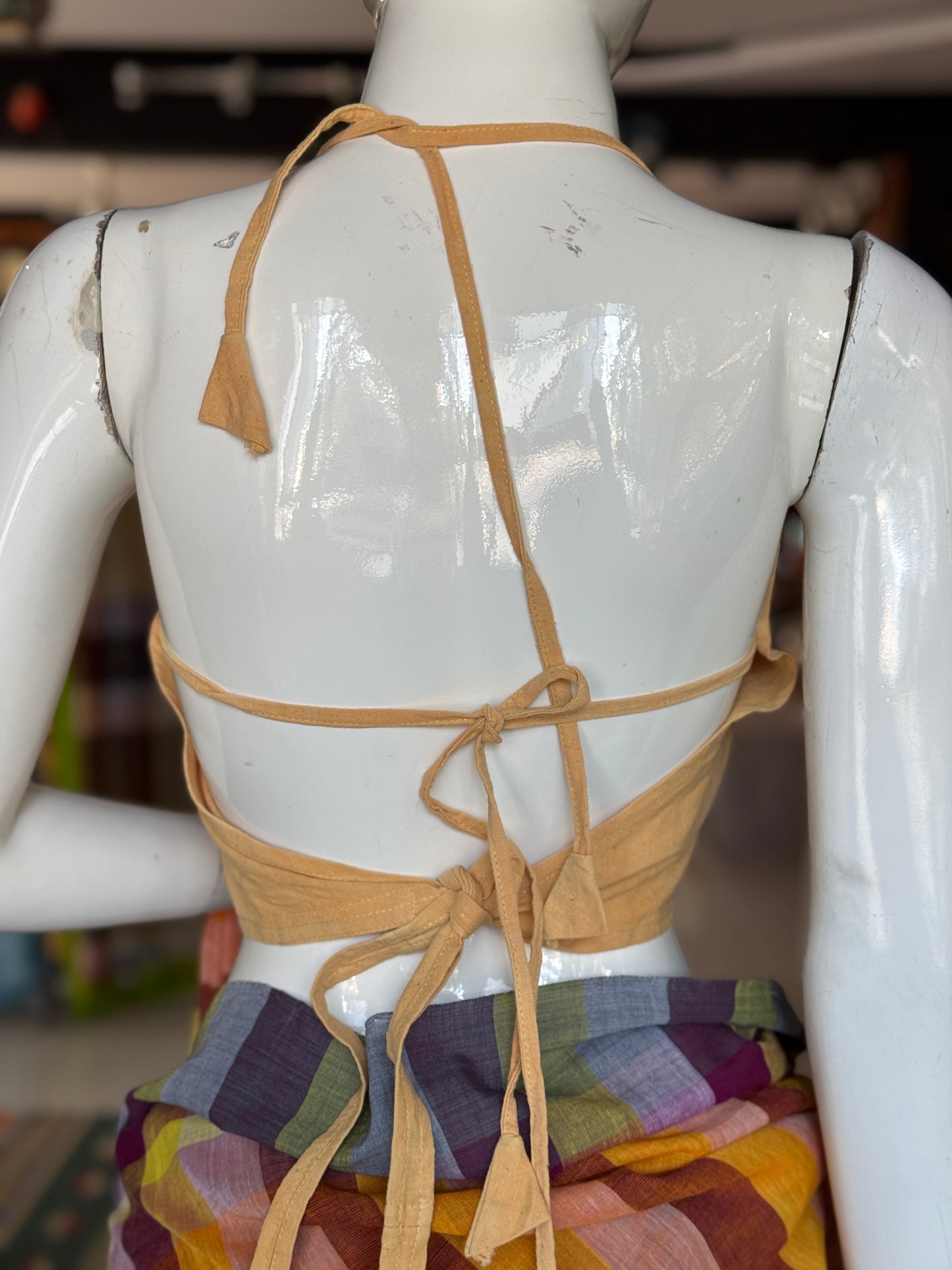 Halter neck, tie back cotton blouse - hand spun, hand woven, indigenous cotton, natural dyed - multiple colors available