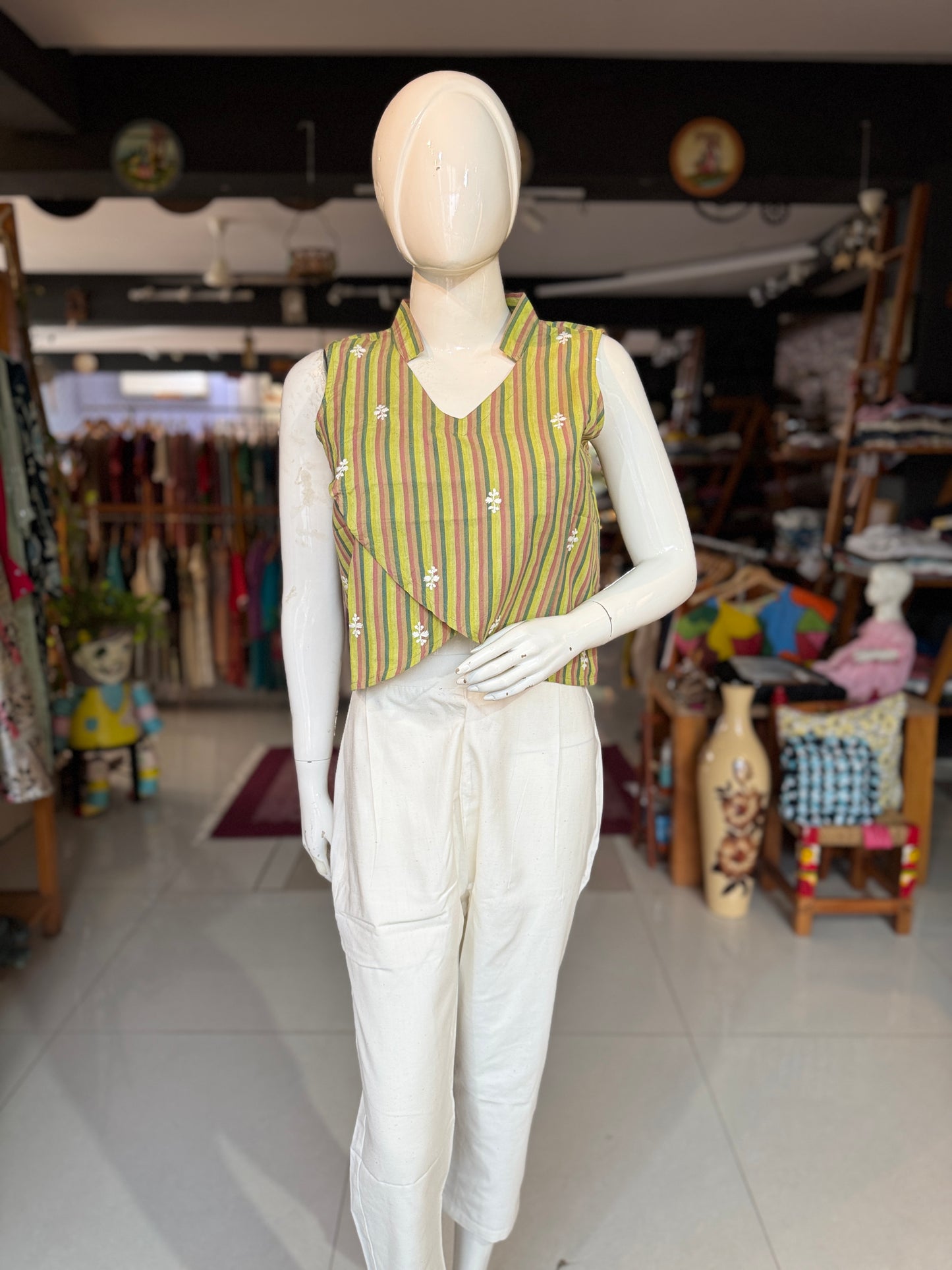 Off white pants in soft hand woven cotton