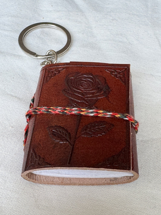 Key ring with Leather embossed handcrafted notebook with thick papers