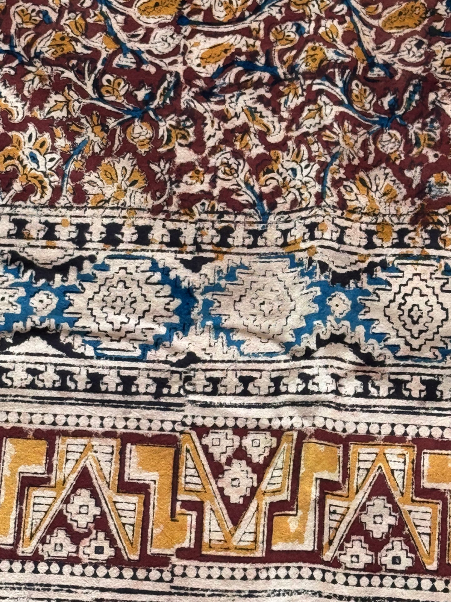 Kalamkari hand block printed super king bedsheet