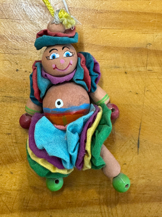 Terracotta doll in a colorful outfit - handcrafted car hanging / wall decor