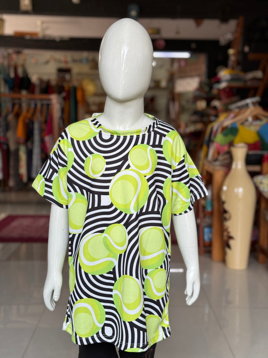 Tennis balls print dry fit sports tee for children