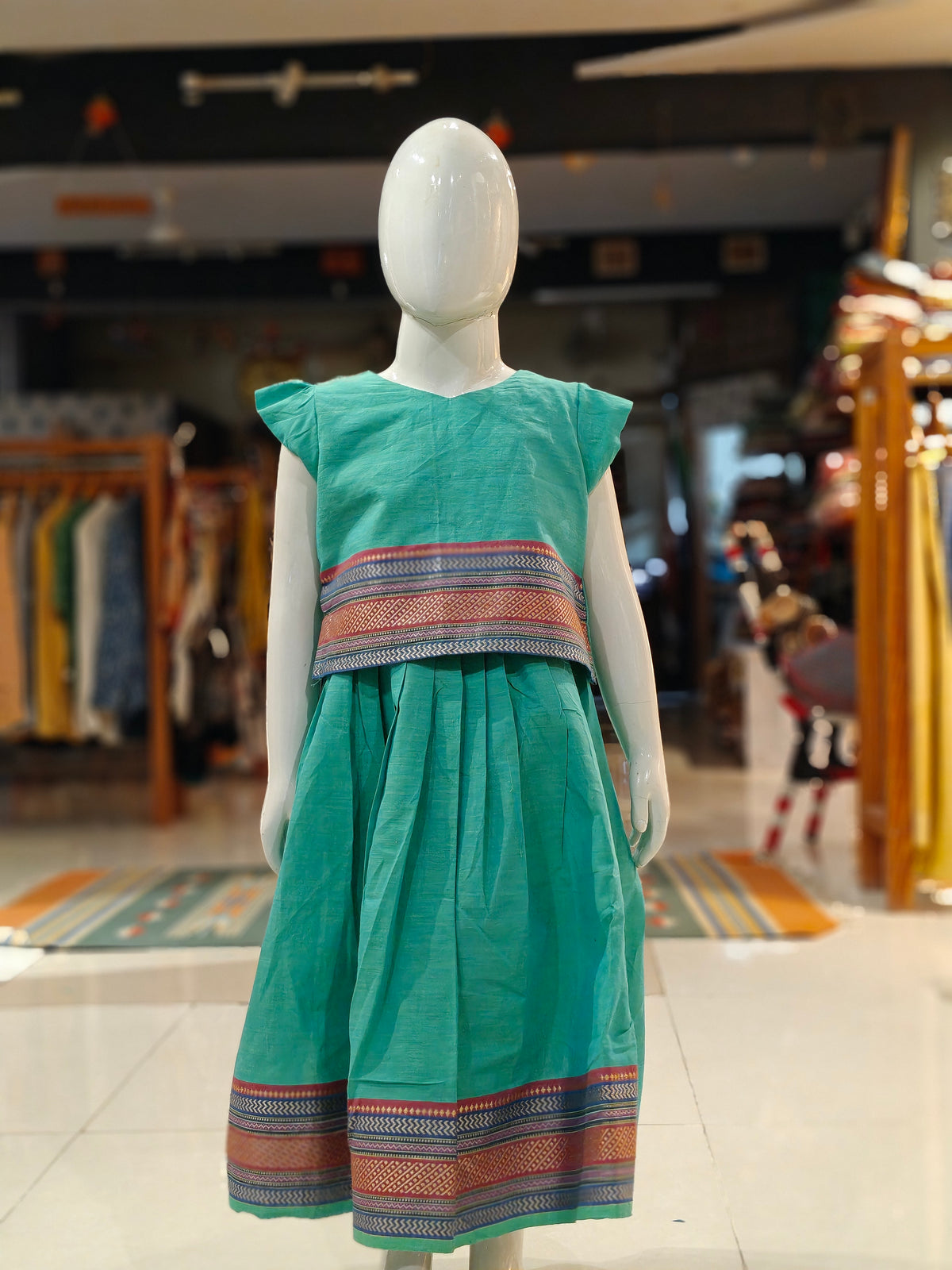 Cotton lehenga (langa jacket) blouse set - big border, powerloom