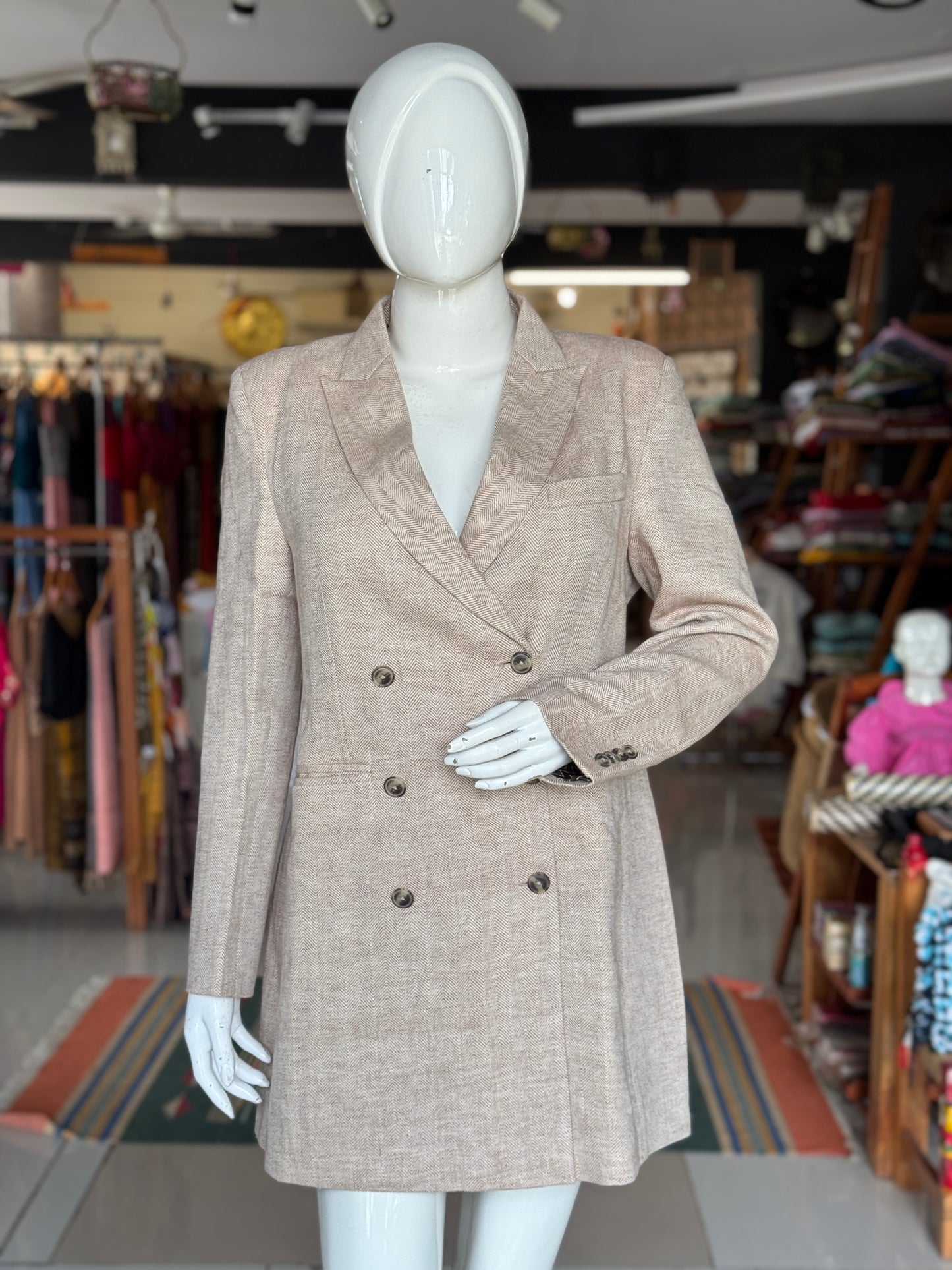 Blazer dress in hand woven kala cotton - officer power dressing for women