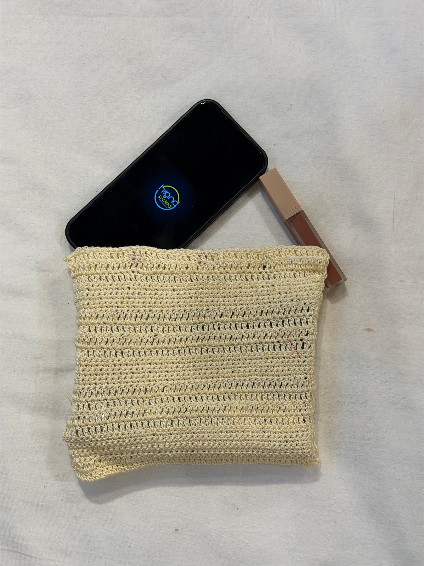 Buttoned crochet pouch - handcrafted - color options available