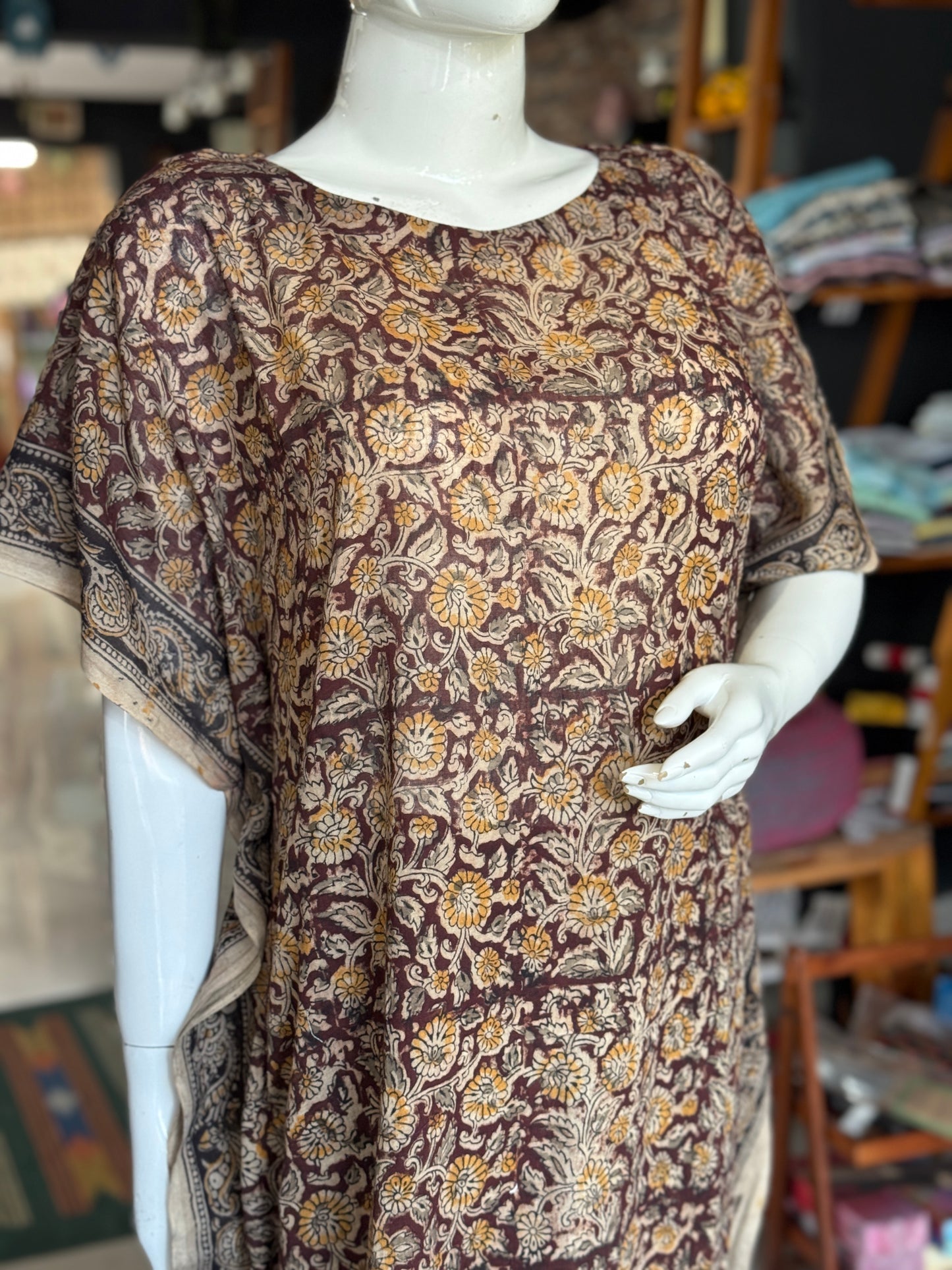 Kalamkari kaftan kurti - soft cotton with hand block prints - designs n colors options available