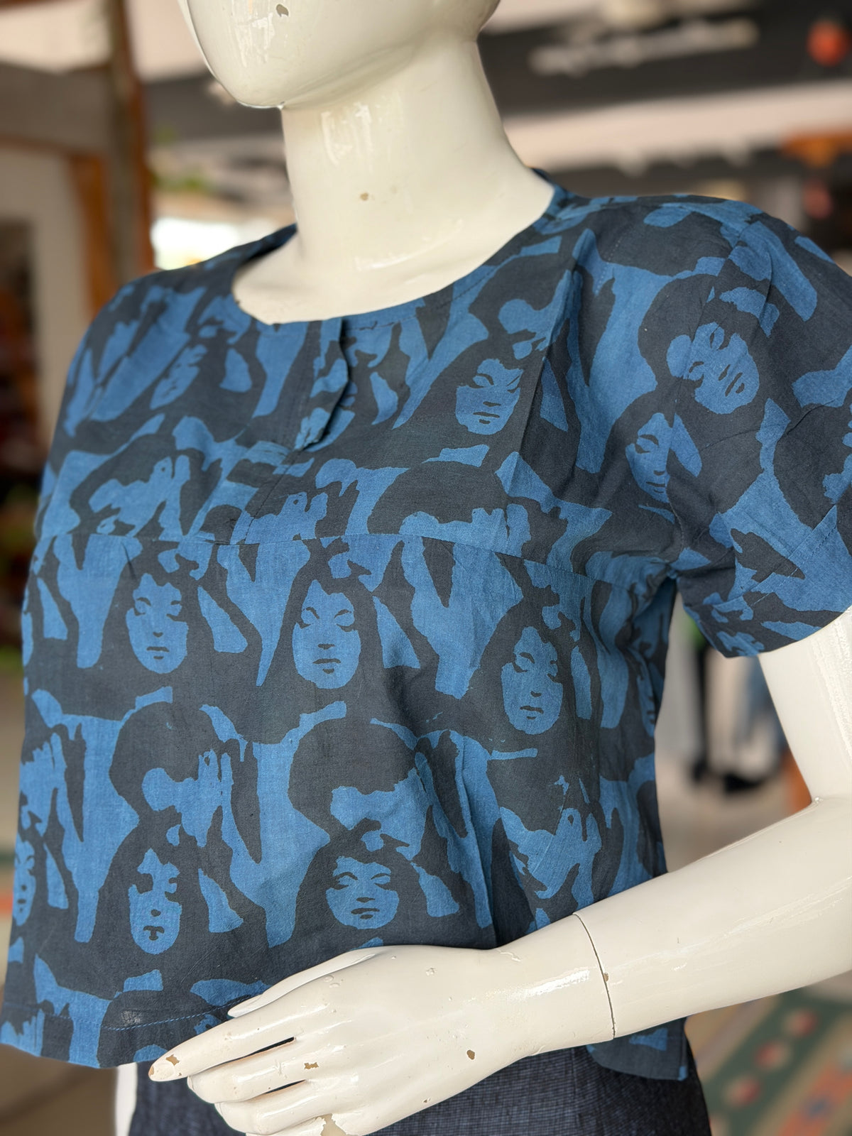 Guru Dutt’s Pyaasa film iconic print women’s top - natural dye, hand block printed cotton