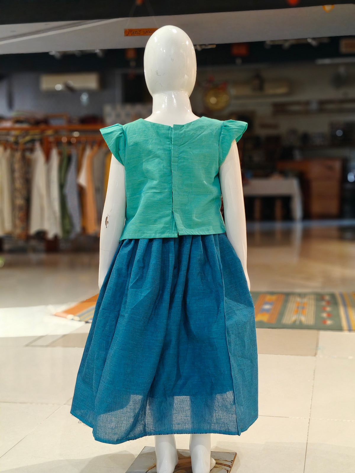 Cotton lehenga (langa jacket) blouse set - big border, powerloom