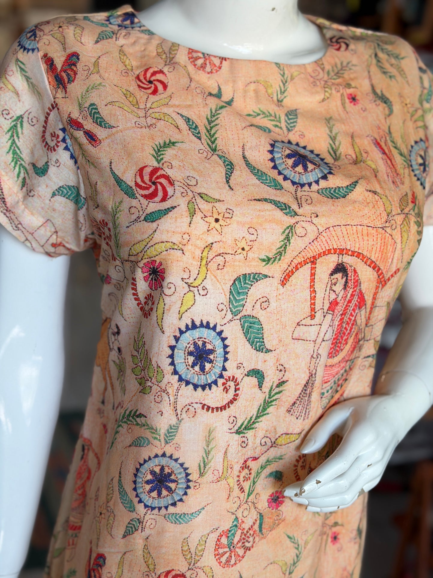 Digital printed sandal tone relaxed fit dress