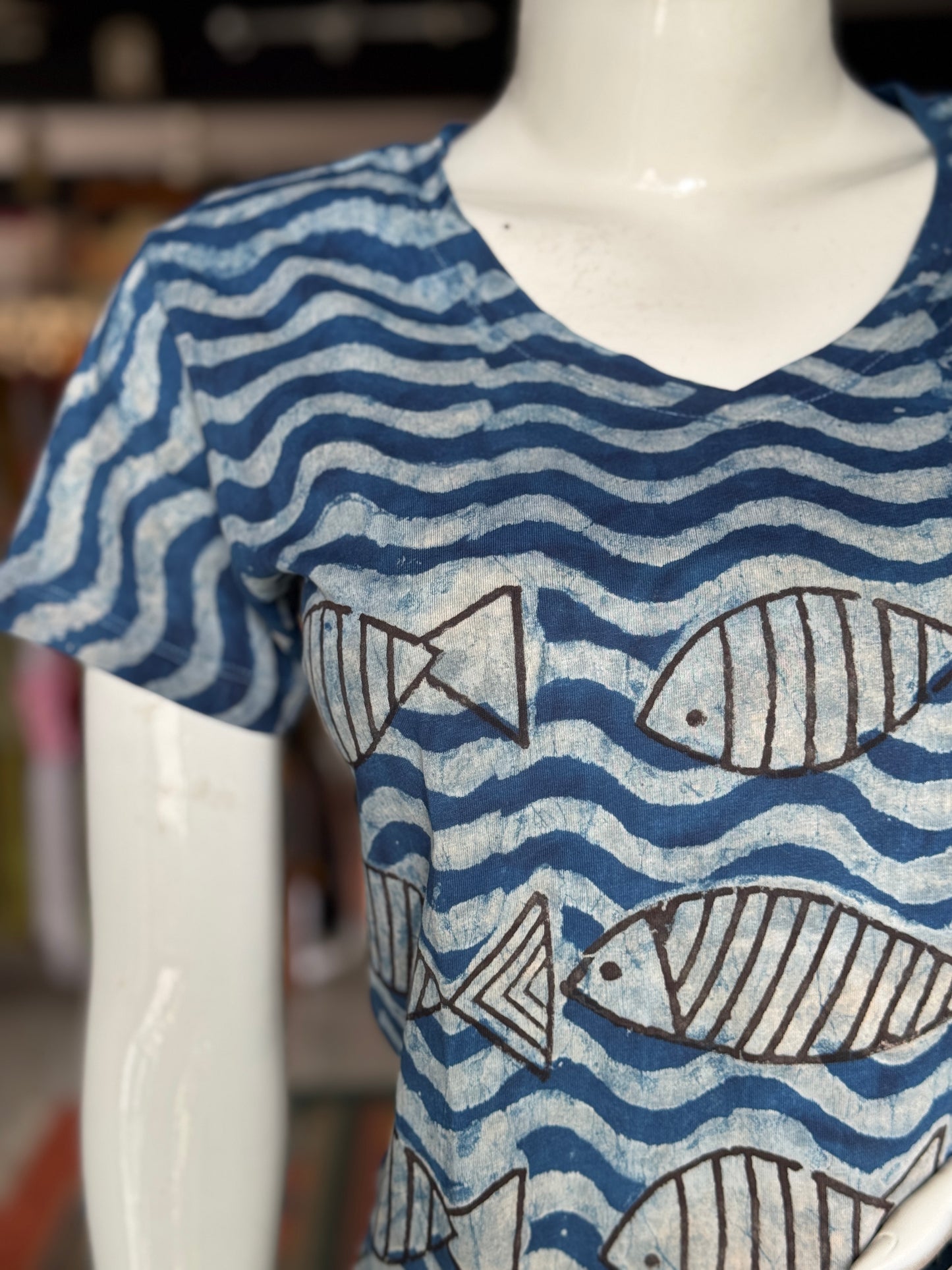 Beautiful cut womens tees - cotton, hand block printed, natural dyed tshirt for women - multiple designs and sizes