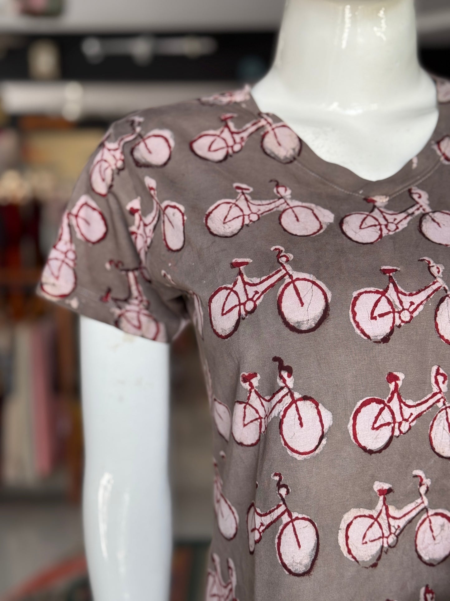Beautiful cut womens tees - cotton, hand block printed, natural dyed tshirt for women - multiple designs and sizes