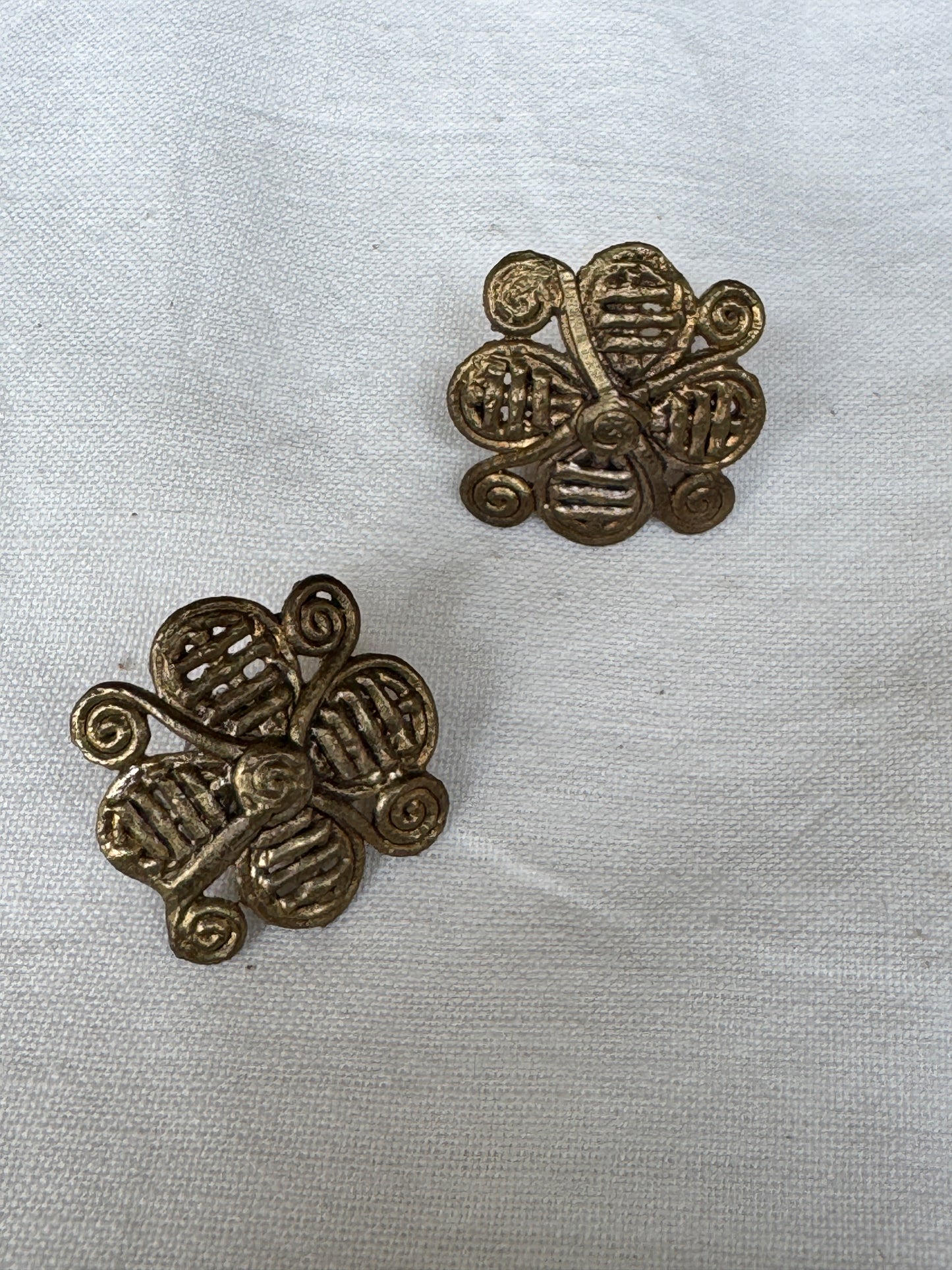 Brass dokra ear studs - traditional tribal designs