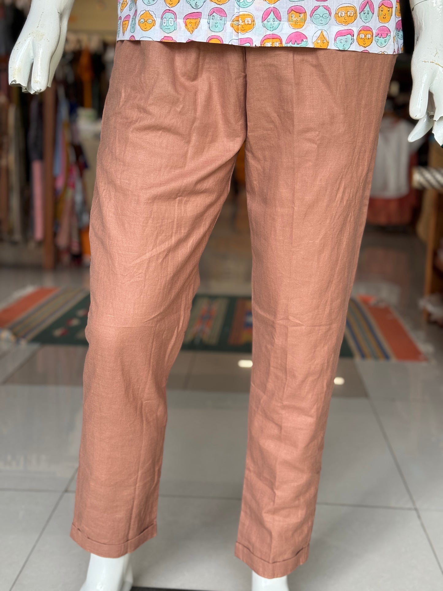 Mocha Brown Men’s comfy natural hemp lounge pants with elasticated back