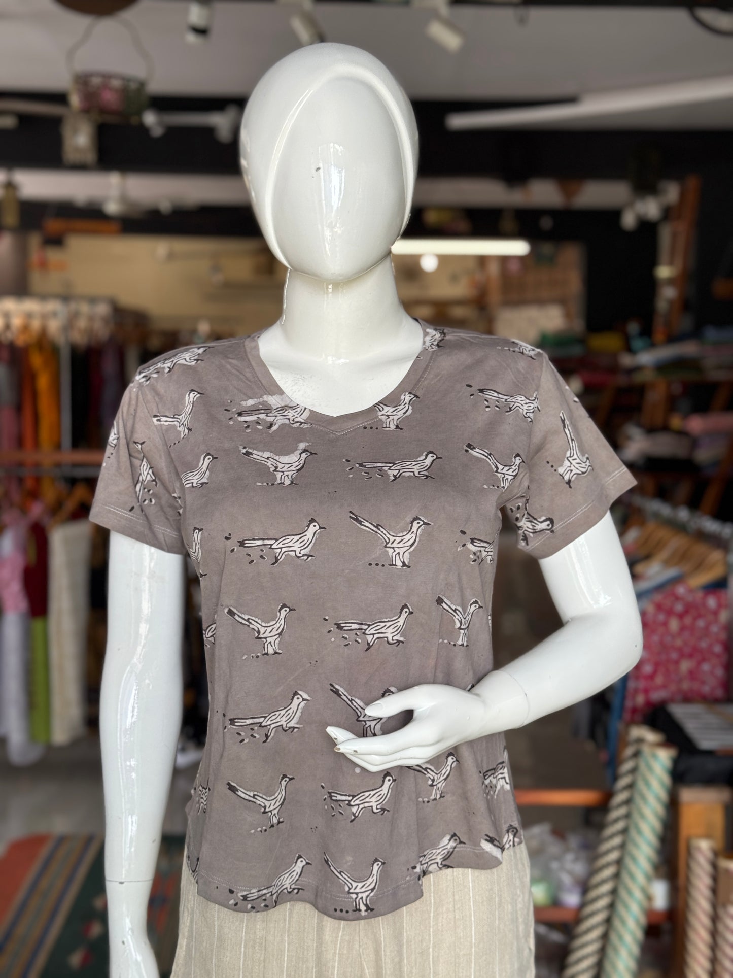 Beautiful cut womens tees - cotton, hand block printed, natural dyed tshirt for women - multiple designs and sizes