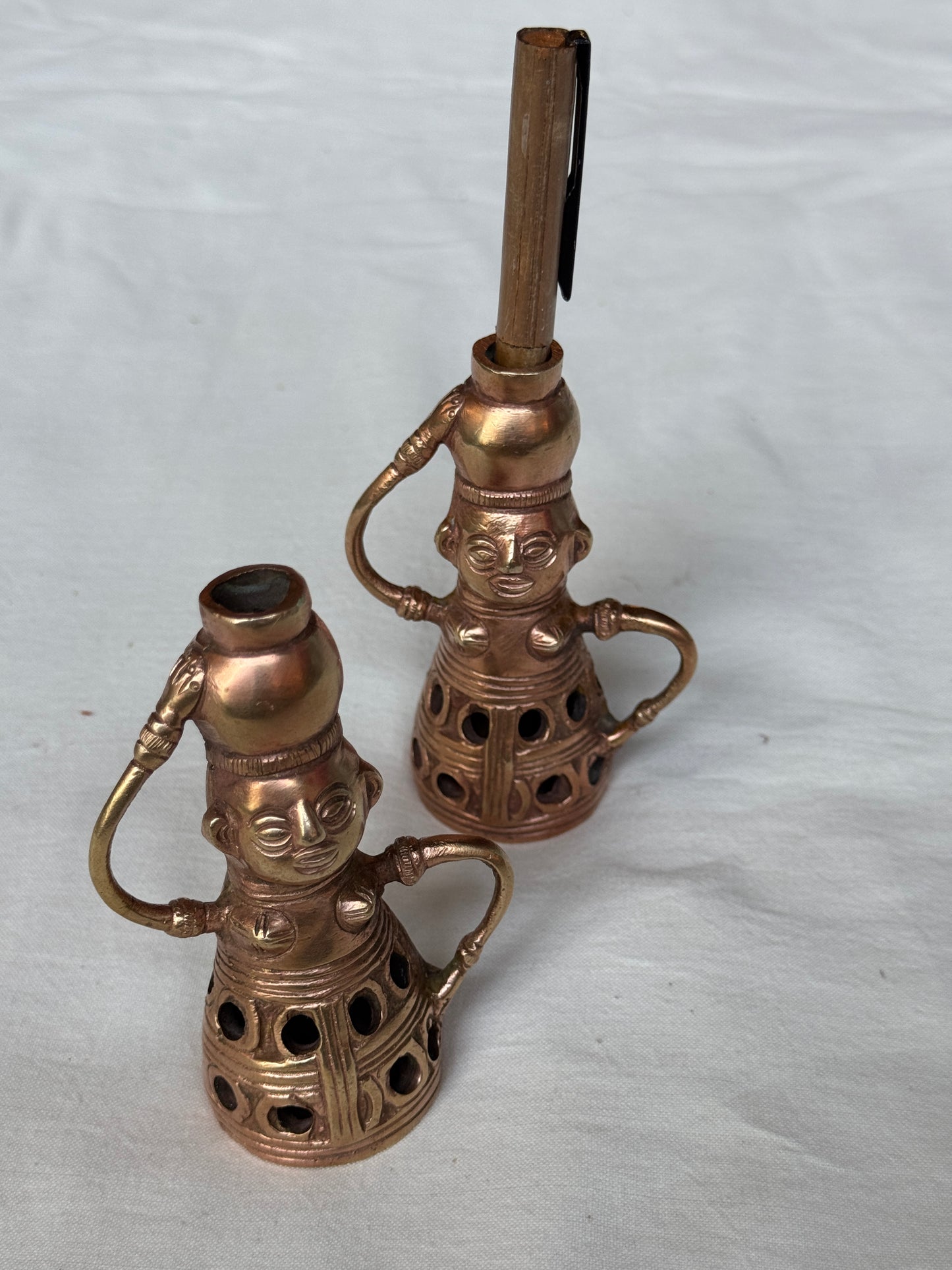 Pot holding organizer lady - Brass pen / agarbatti stand / vase / organizer