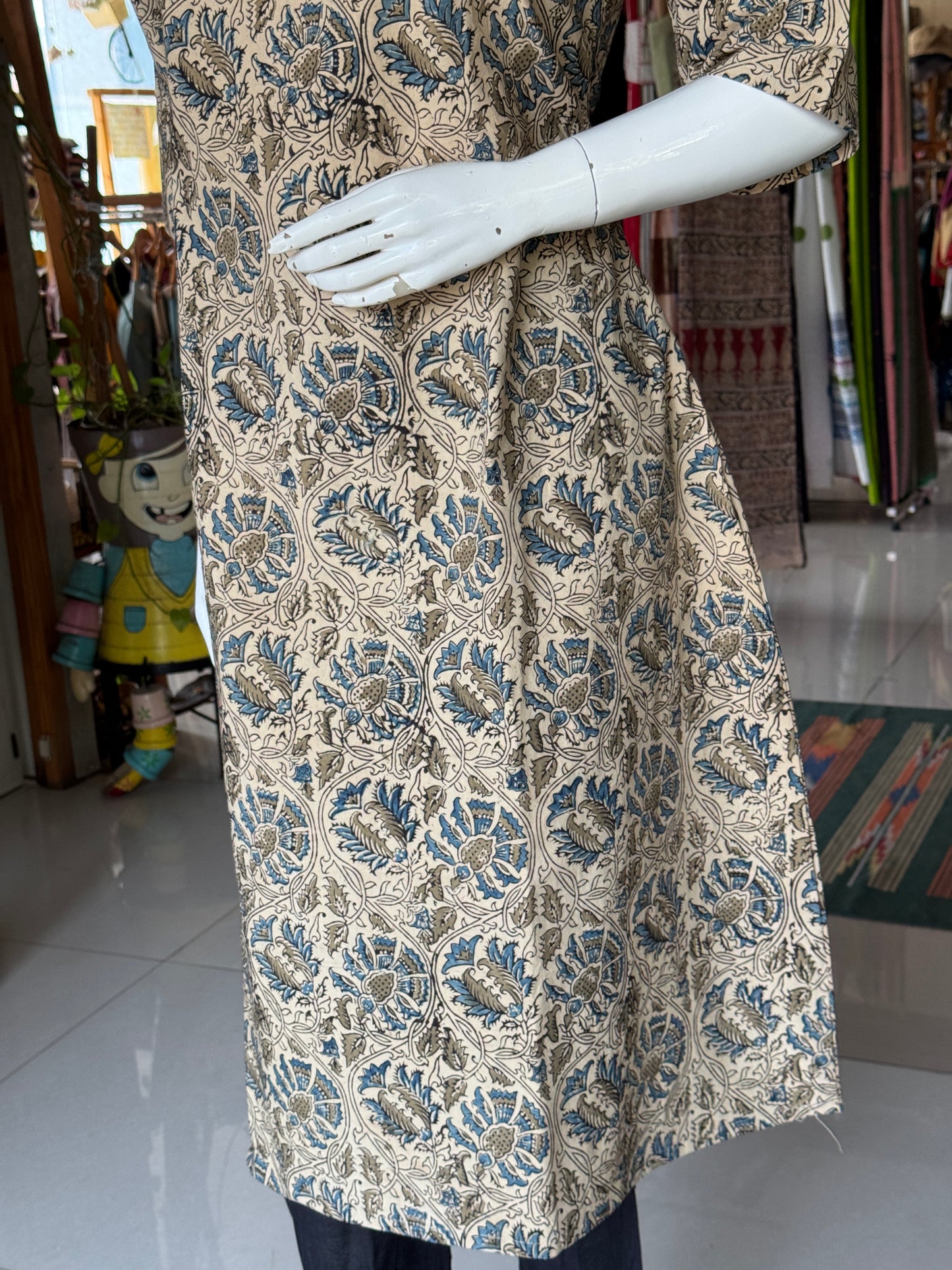 A-line hand block printed Kalamkari cotton kurti - sizes n colors options available