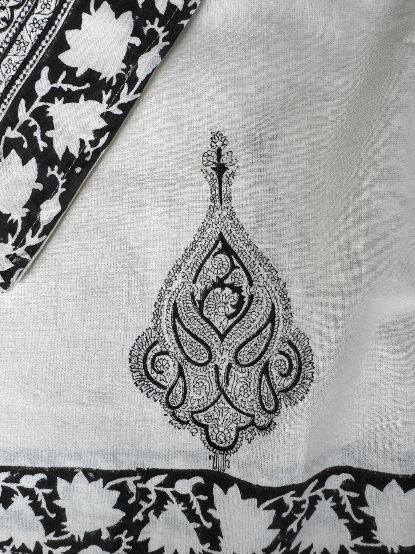 Black and white fine brass hand block prints on white base - pure cotton super king 108 x 108 inches size bedsheet - multiple designs available