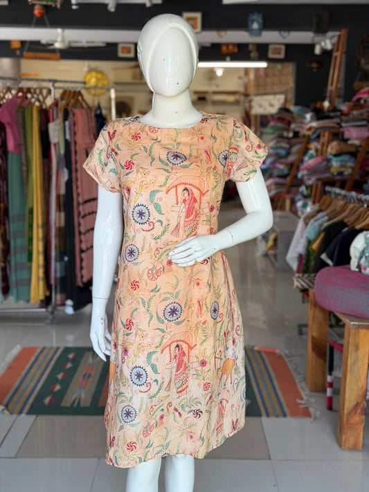 Digital printed sandal tone relaxed fit dress