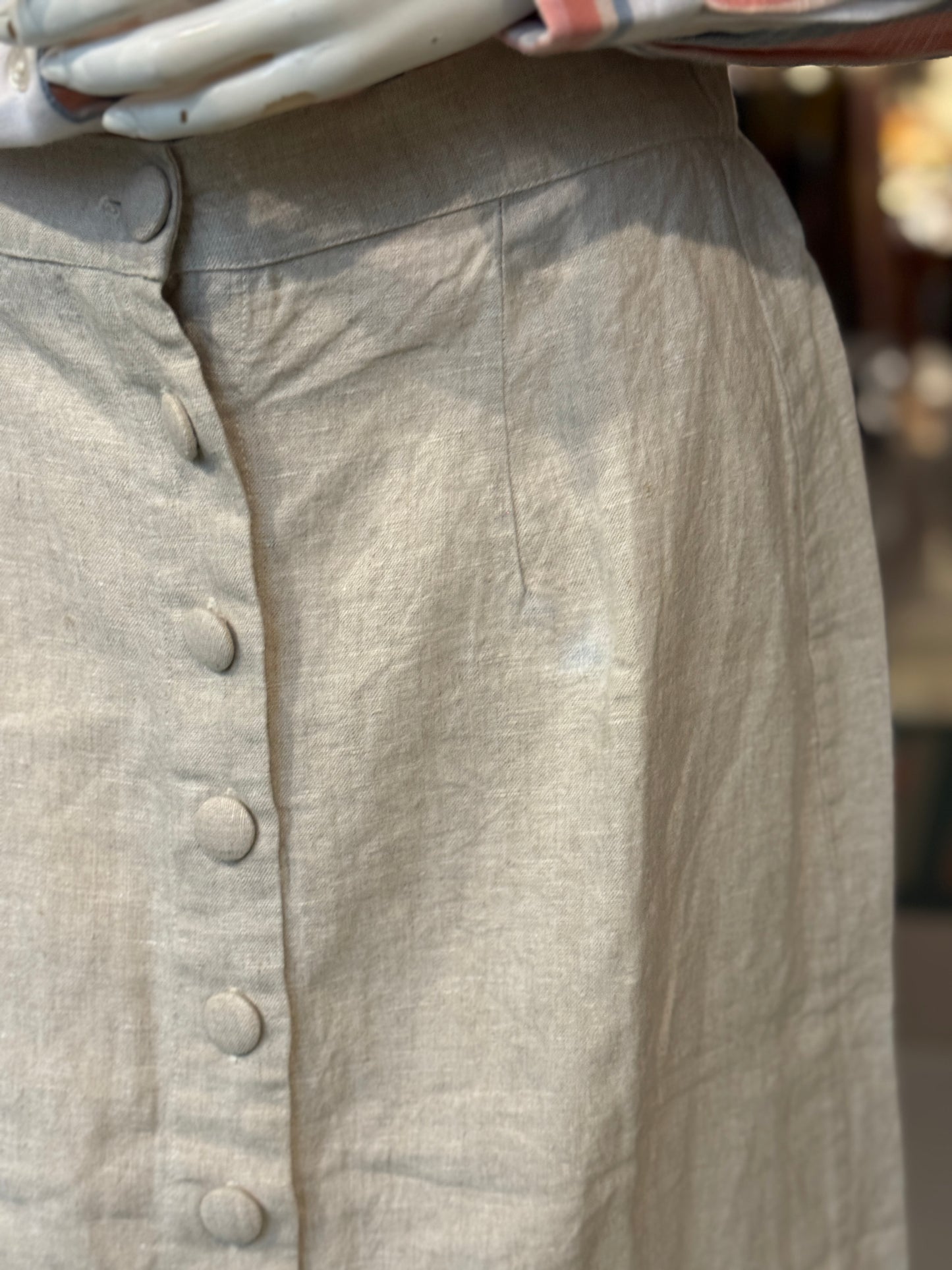 Women’s formal calf length skirt with elastic waist and front buttons - colors available