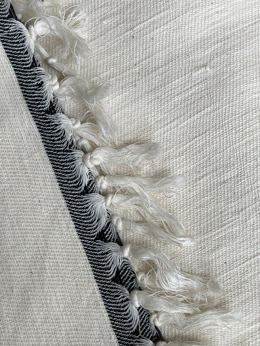 Kora off white twill weave hand woven single bedcover / throw / comforter