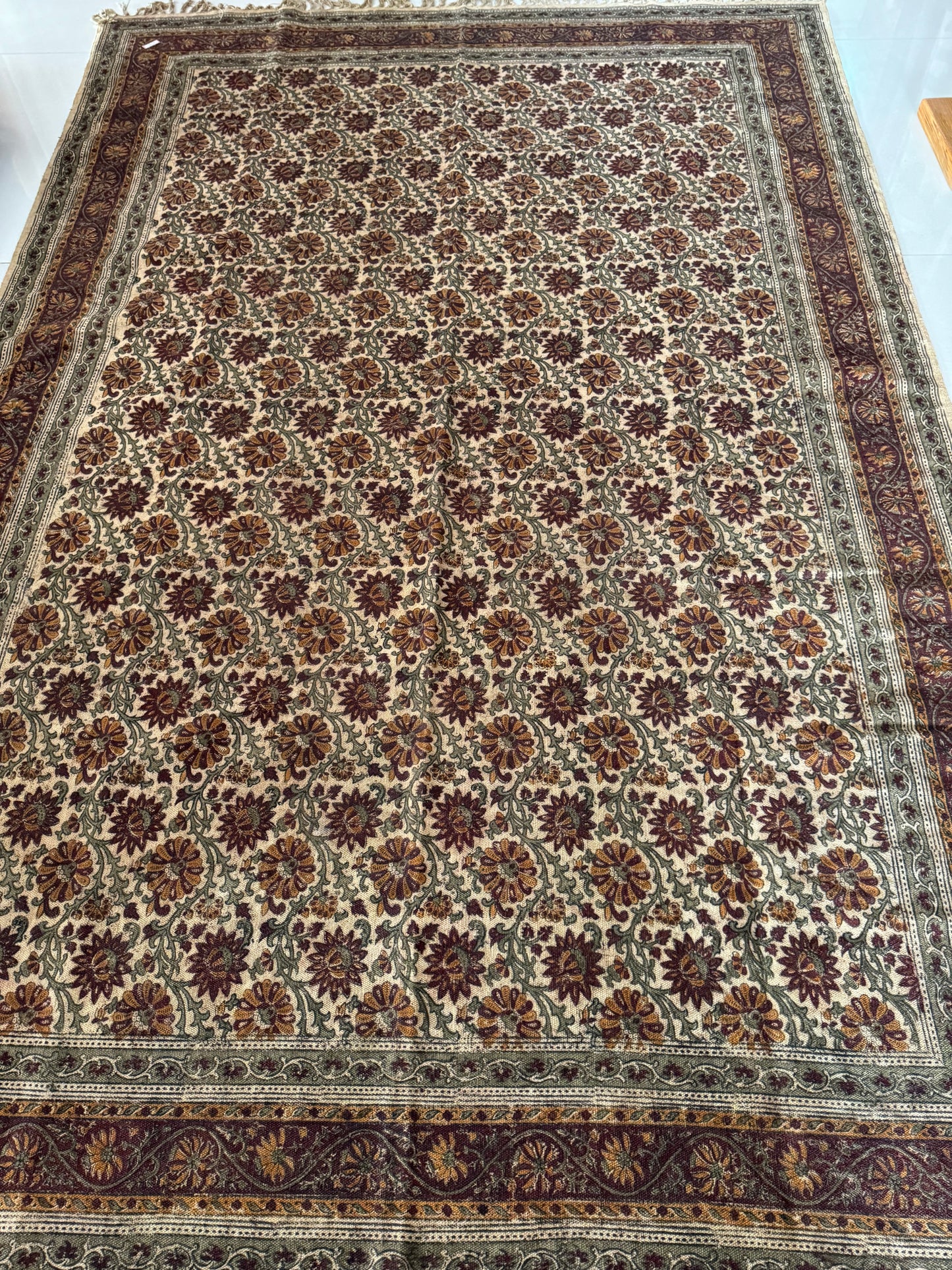 6 x 9 feet cotton Kalamkari hand block printed carpet