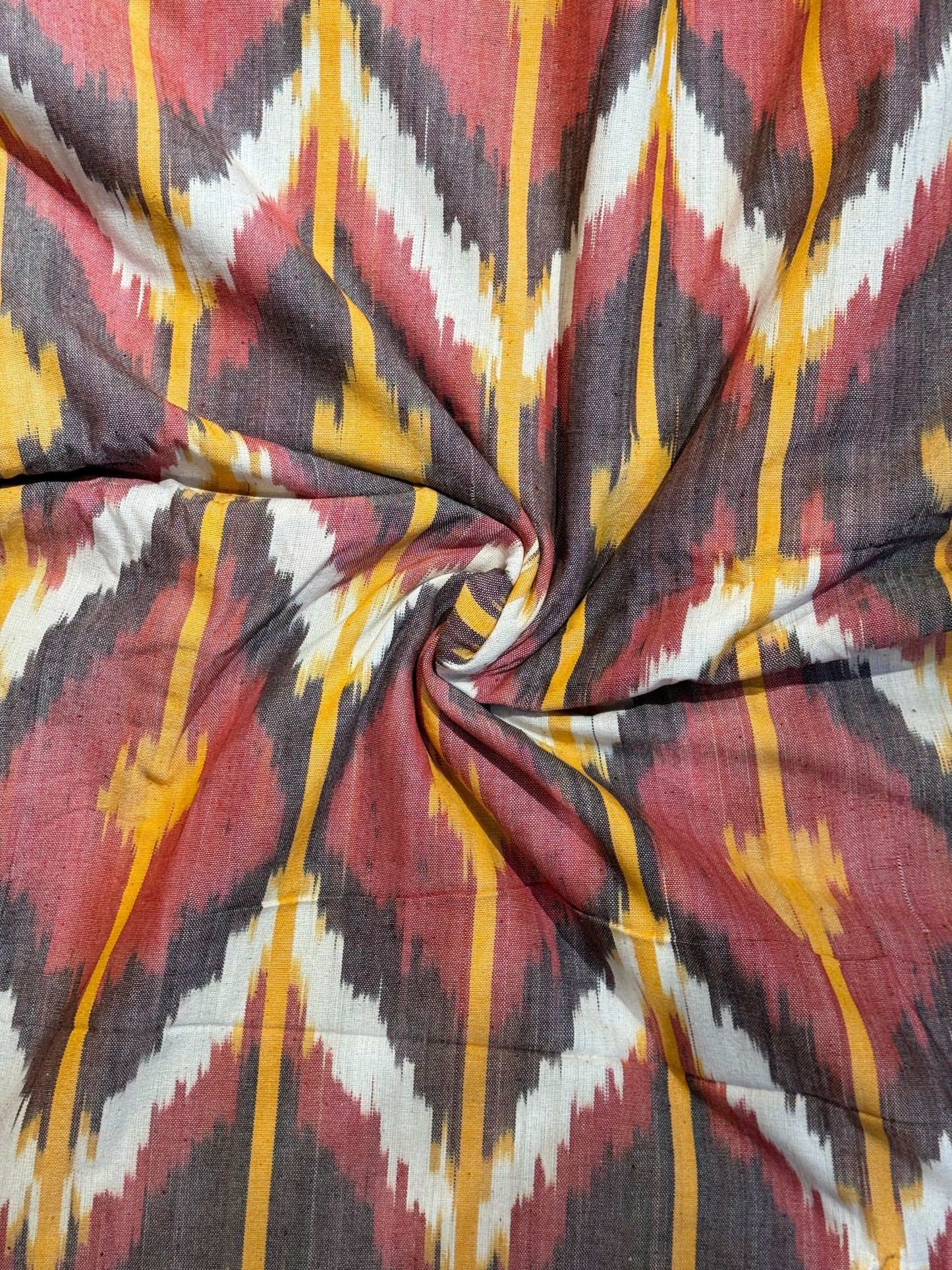 Red and orange thick ikat cotton fabric for home furnishings