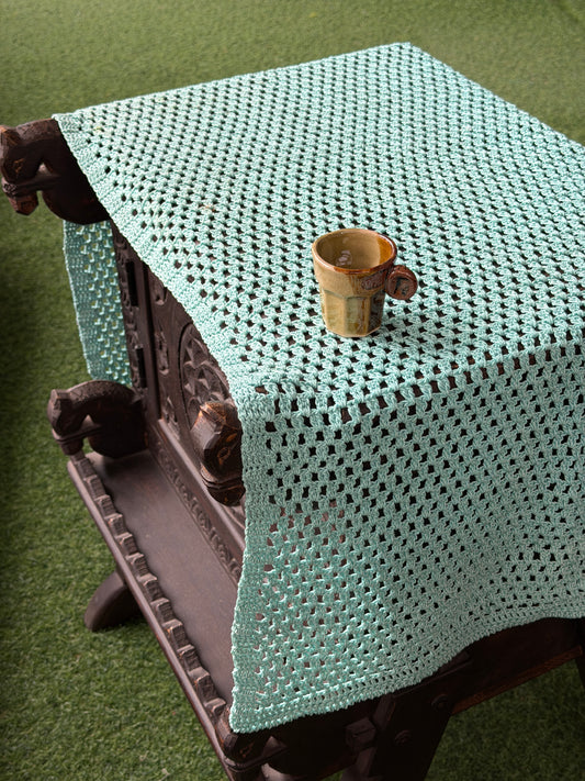Hand Crochet rectangular teapoy table cover - hand crocheted with cotton yarn - 30 x 18 inches size approximately - colors available