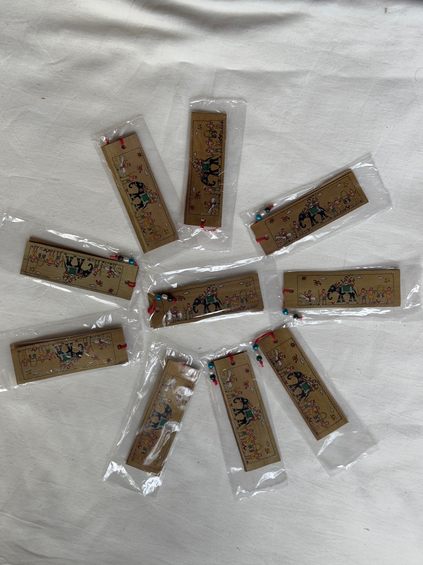 Palm leaf patachitra printed bookmark - 4 inch length double leaves