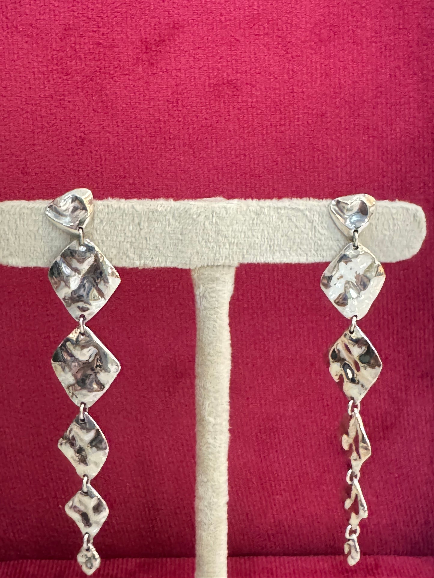 Long connected design modern n trendy look earrings in 92.5 sterling silver