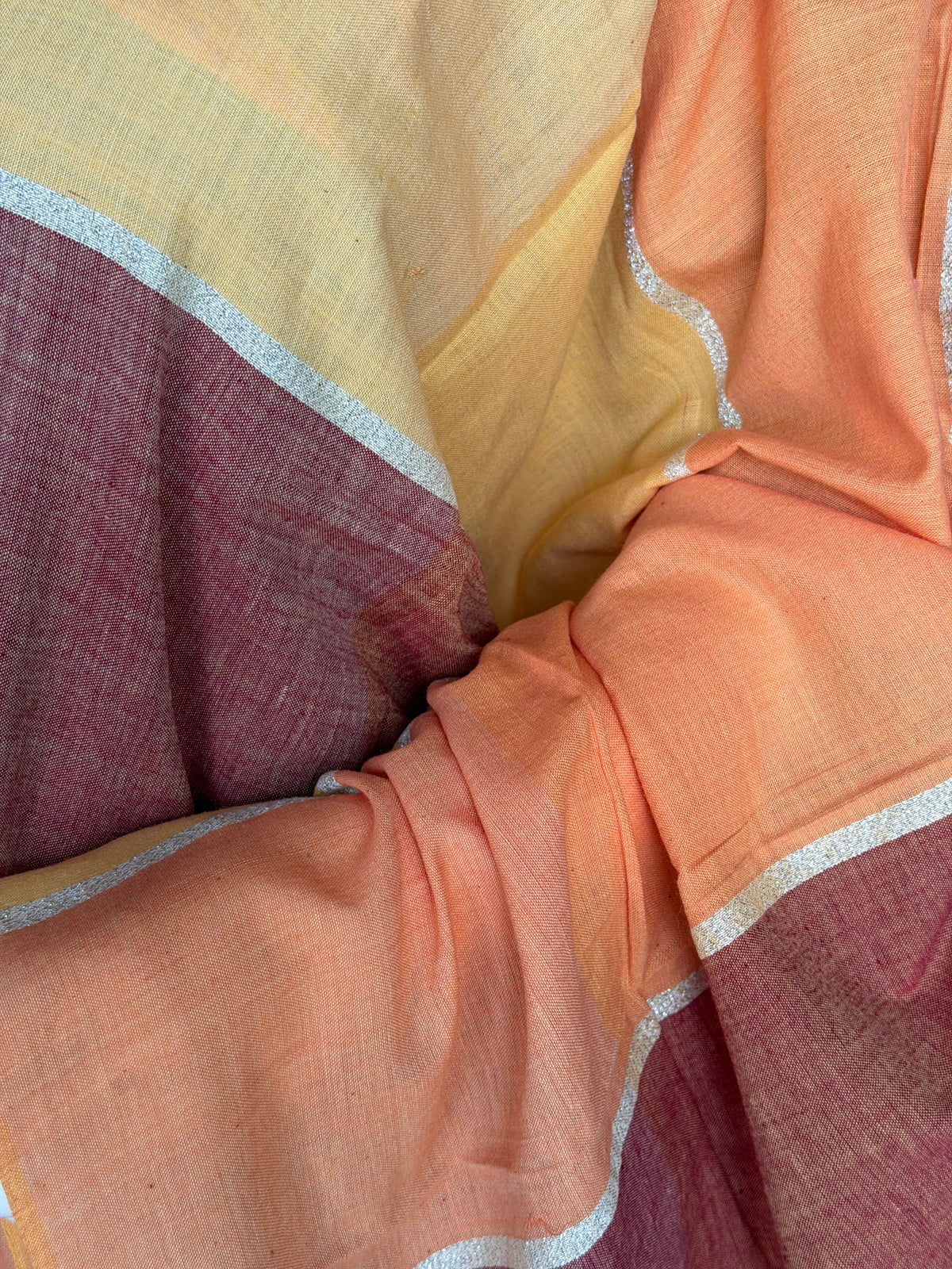 Color block handloom cotton dupatta - click to see color options