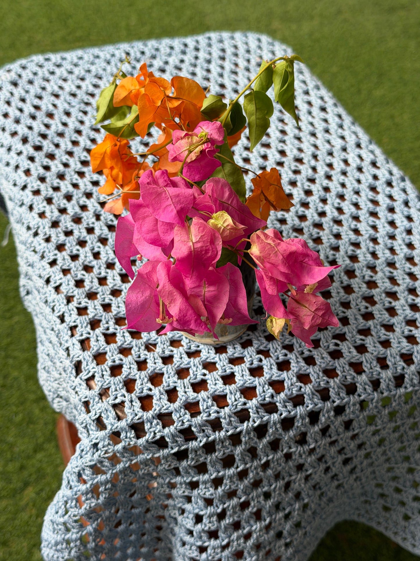 Hand Crochet rectangular teapoy table cover - hand crocheted with cotton yarn - 24 x 14 inches size approximately - colors available