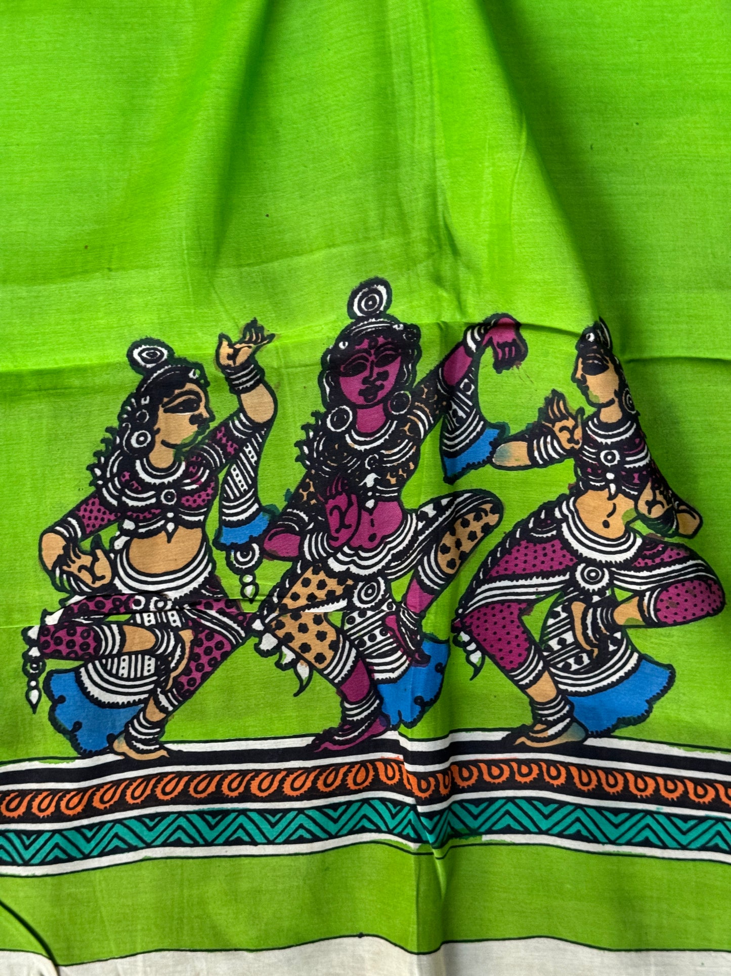 Silk Pen Kalamkari handpainted unstitched blouse piece with border - multiple designs n colors available