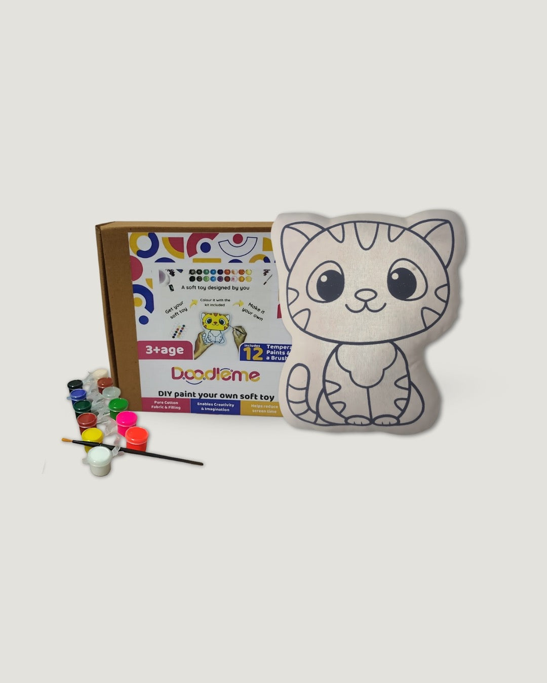 DIY paint your soft toy kit for children - cute cotton toy and colors included