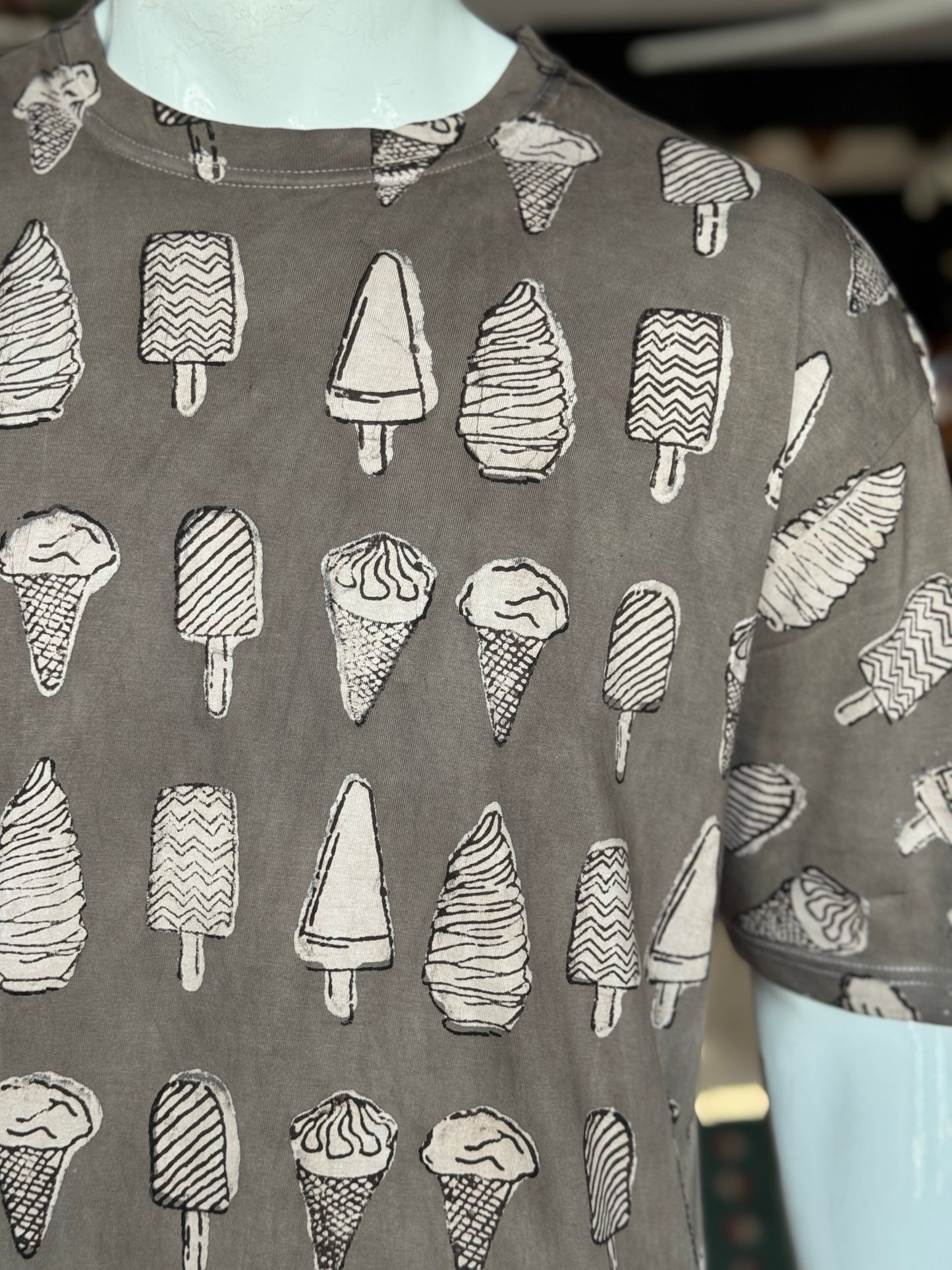 Quirky tees - hand block printed, natural dyed, mens cotton t-shirt