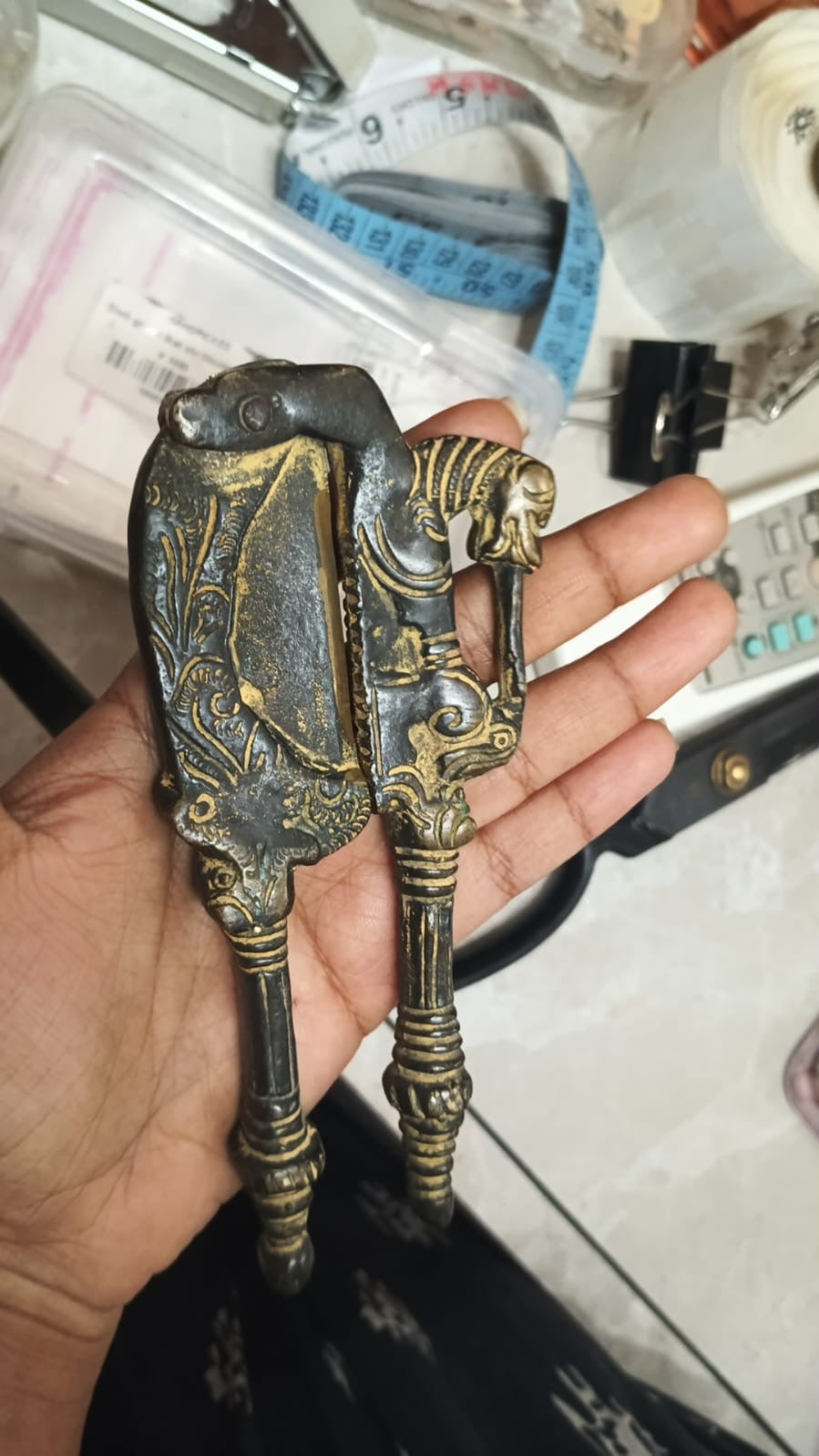Animal head design vintage nut cutter handcrafted in brass