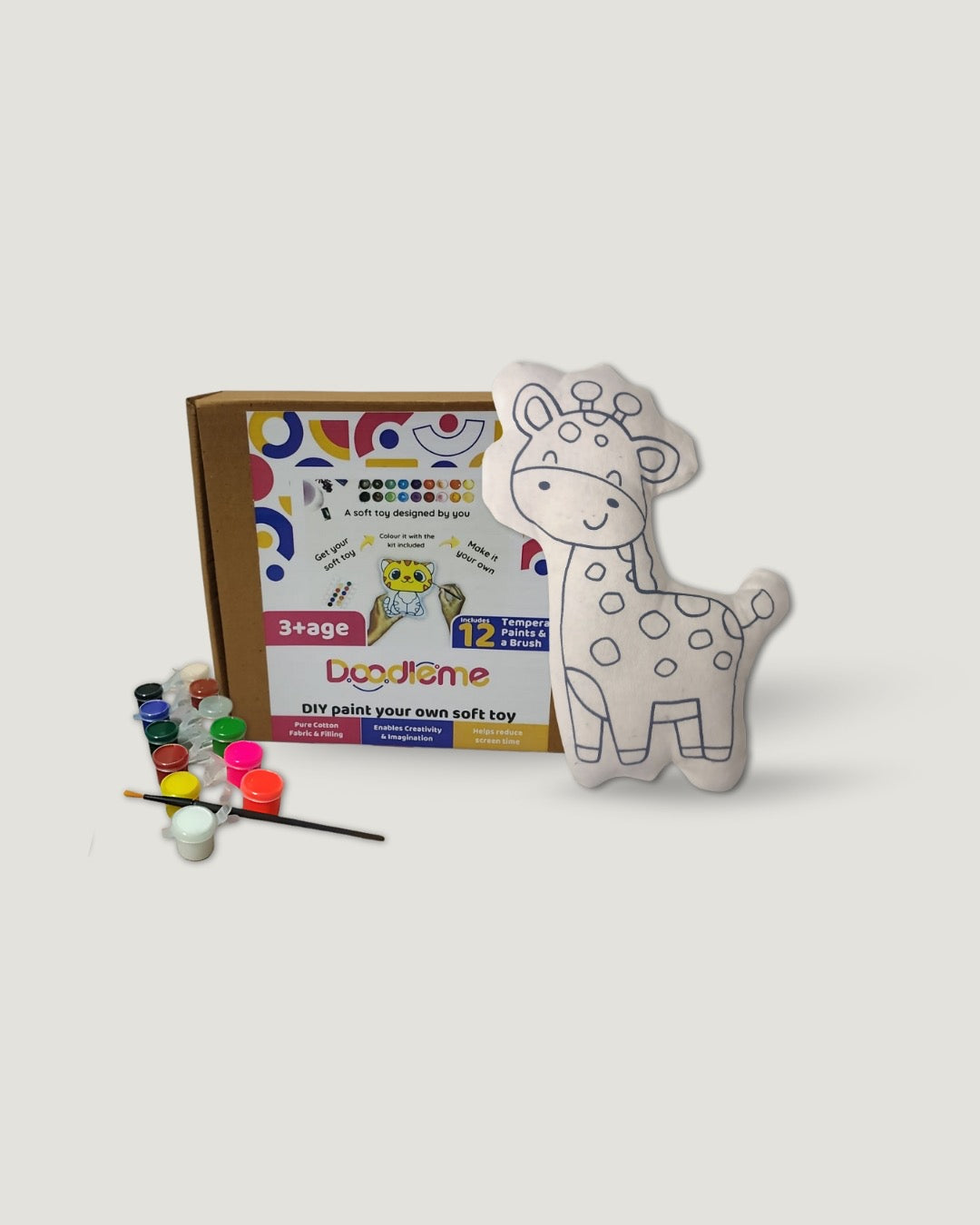 DIY paint your soft toy kit for children - cute cotton toy and colors included