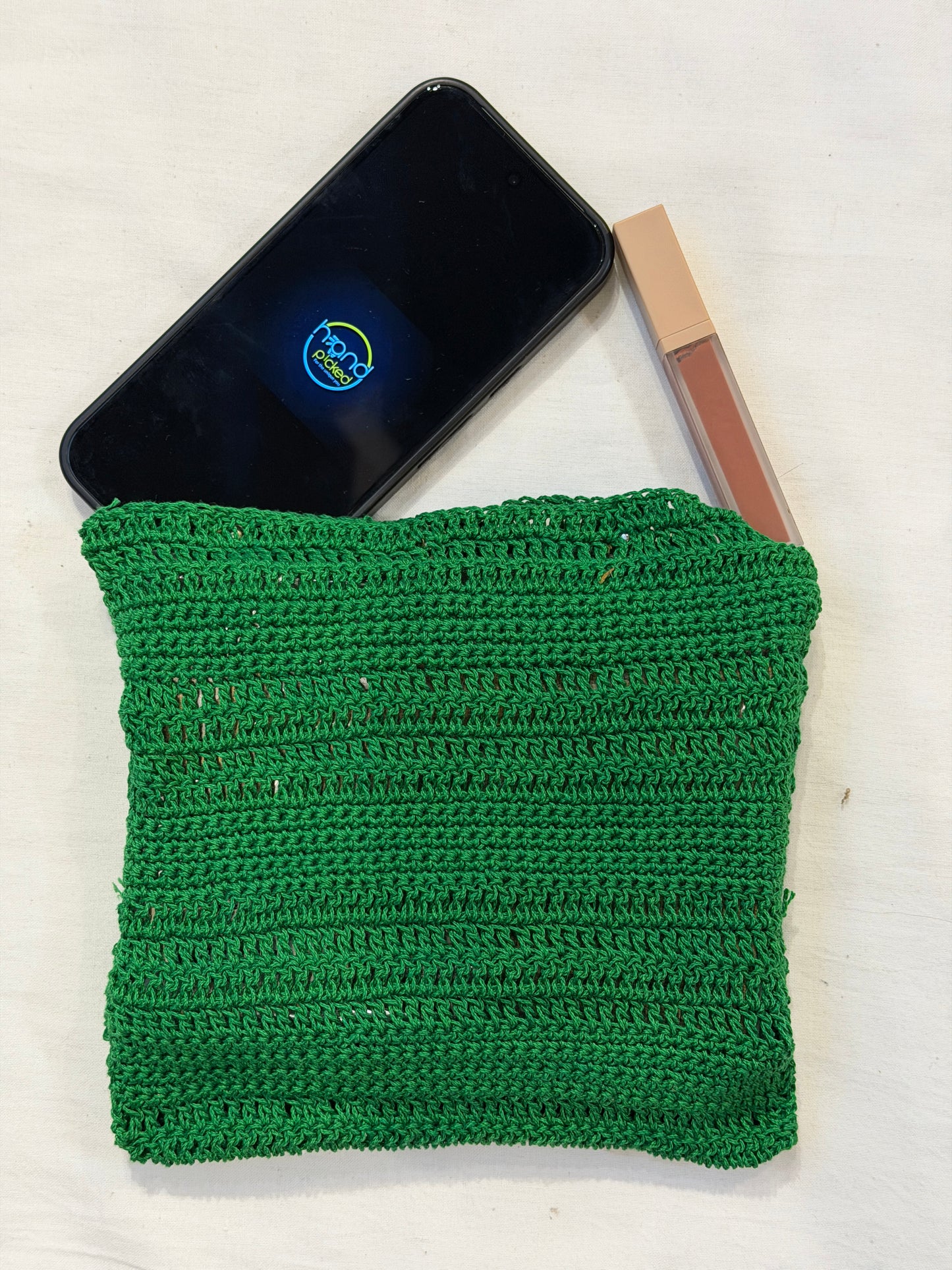 Buttoned crochet pouch - handcrafted - color options available
