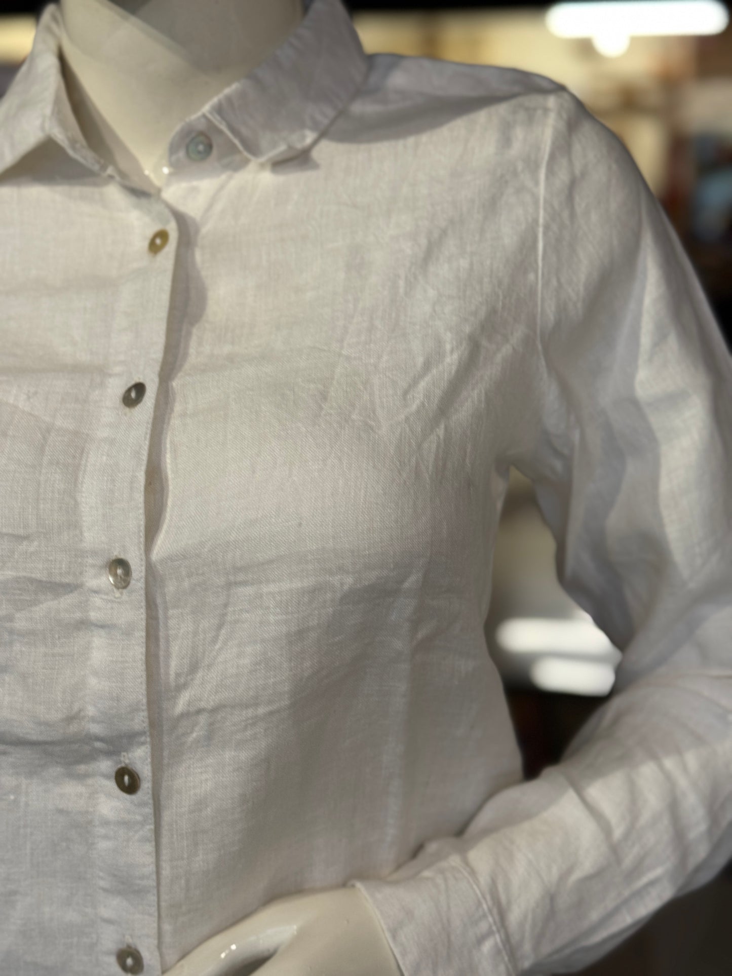 White handwoven linen shirt for women