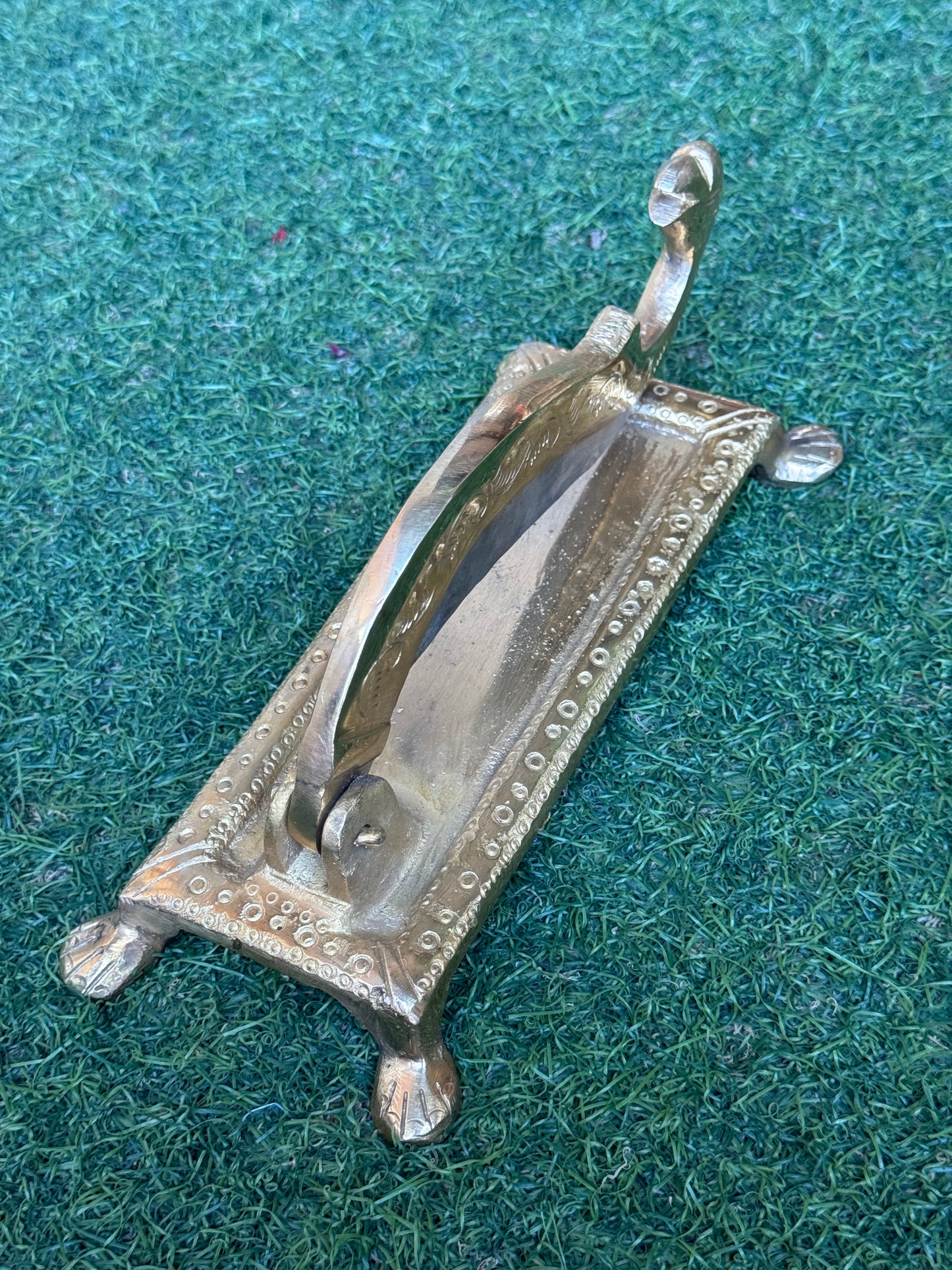 Foldable vegetable cutter / kathi peeta - vintage decor piece handcrafted in brass