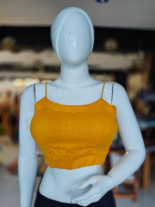 Noodle strap cotton blouse - with lining and pads