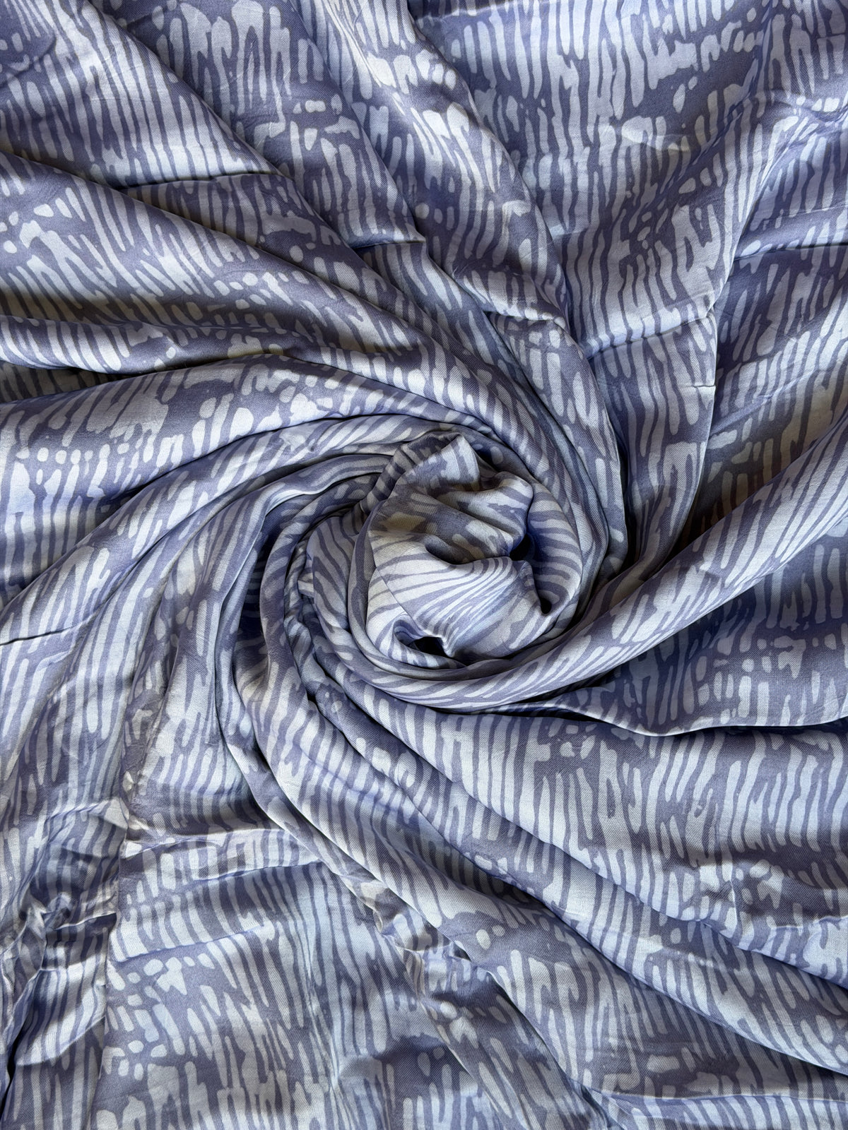 Lavender batik hand block soft modal yardage saree / fabric - handcrafted