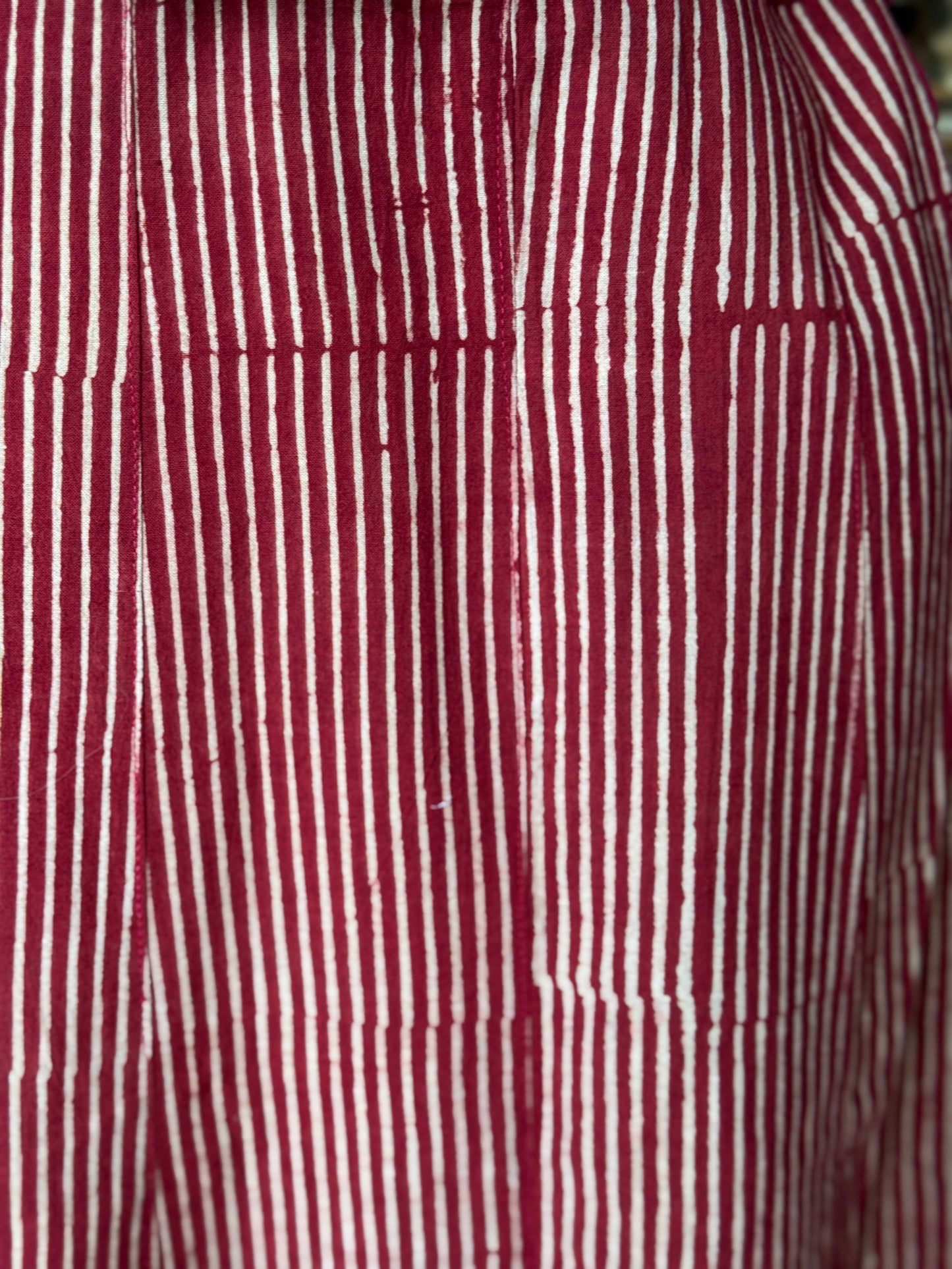 Maroon stripes Cotton ajrakh skirt with black border