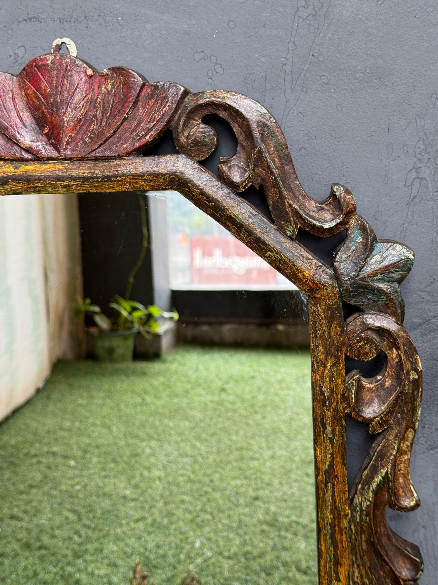 Mirror in distress finish wooden frame - hand crafted wall decor - click to see options available