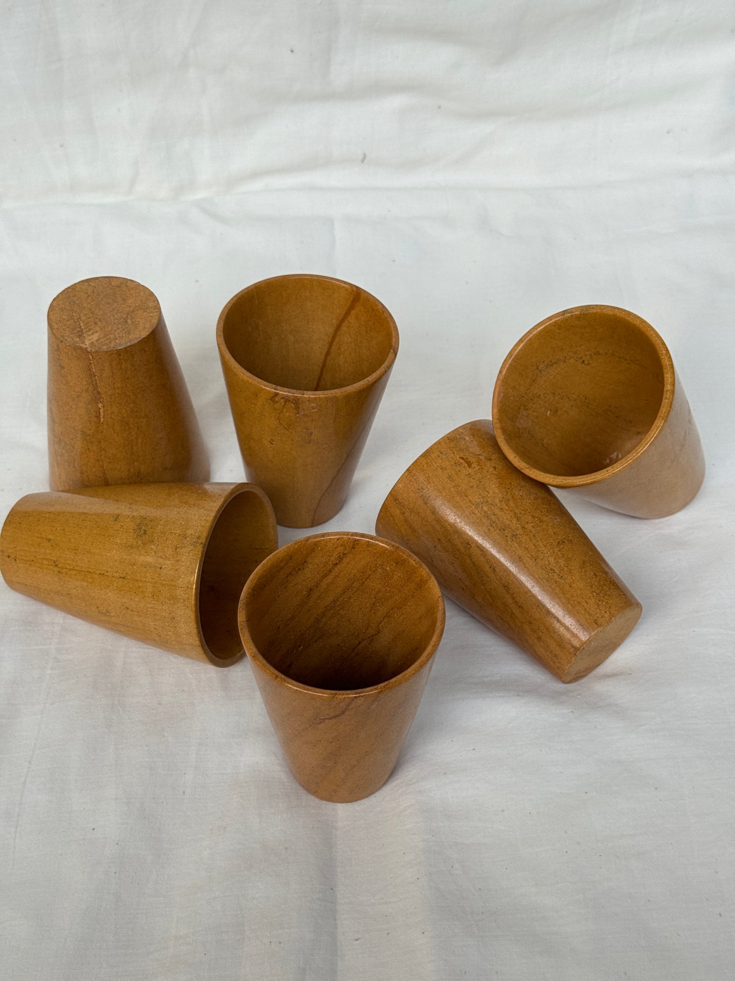 Yellow Jaisalmer stone handcrafted tumbler / glass - single