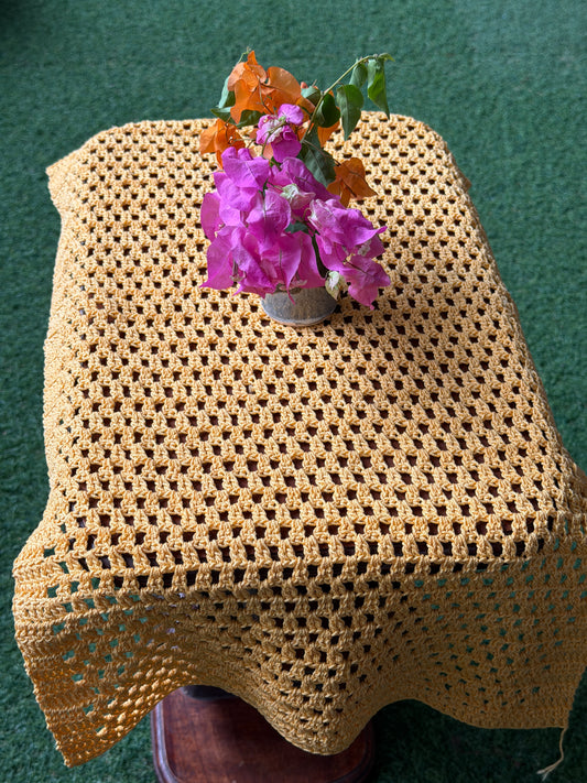 Hand Crochet rectangular teapoy table cover - hand crocheted with cotton yarn - 24 x 14 inches size approximately - colors available