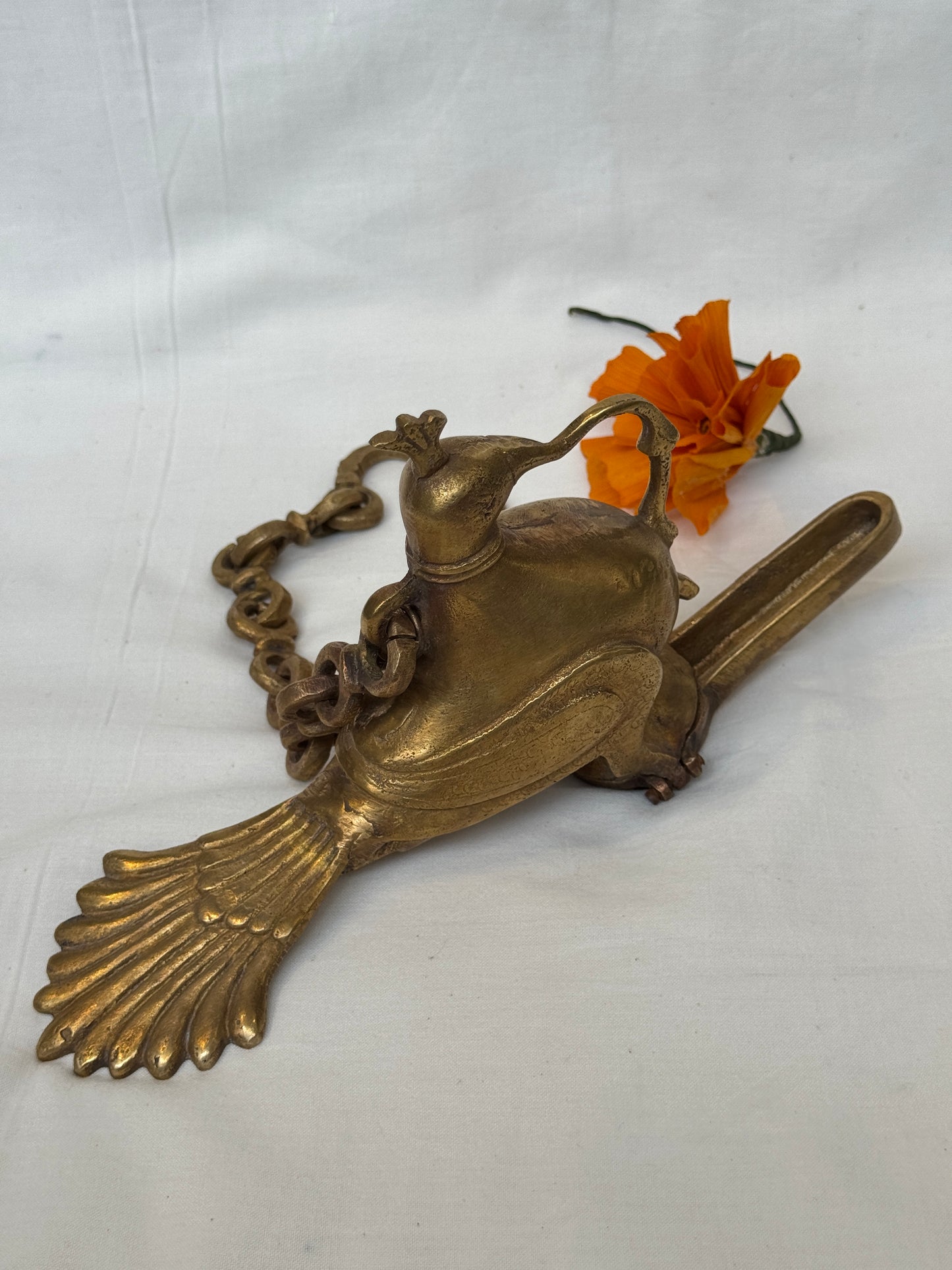 Hanging vintage peacock oil lamp