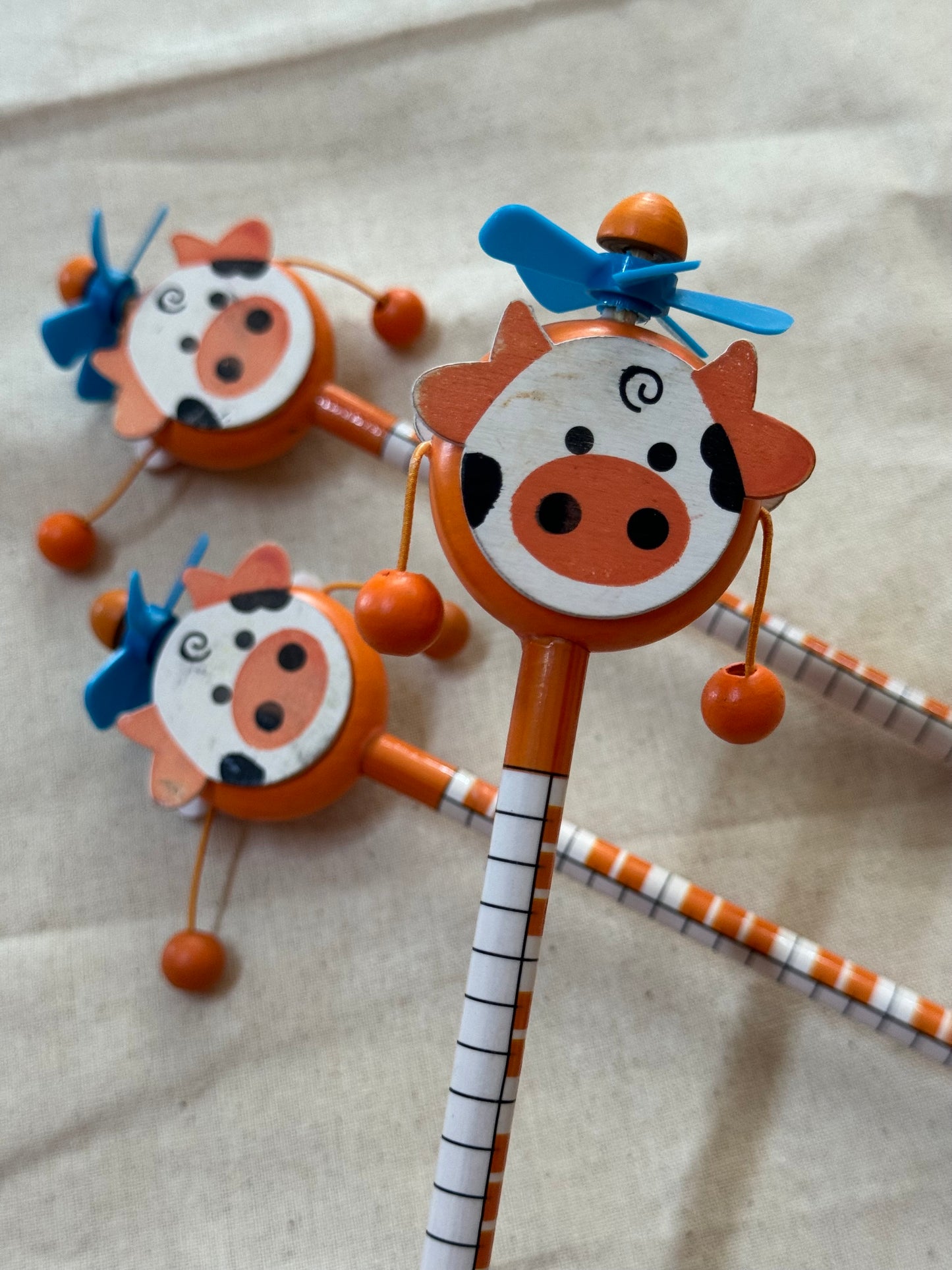 Cute Pencils with wooden animal spring top with fan