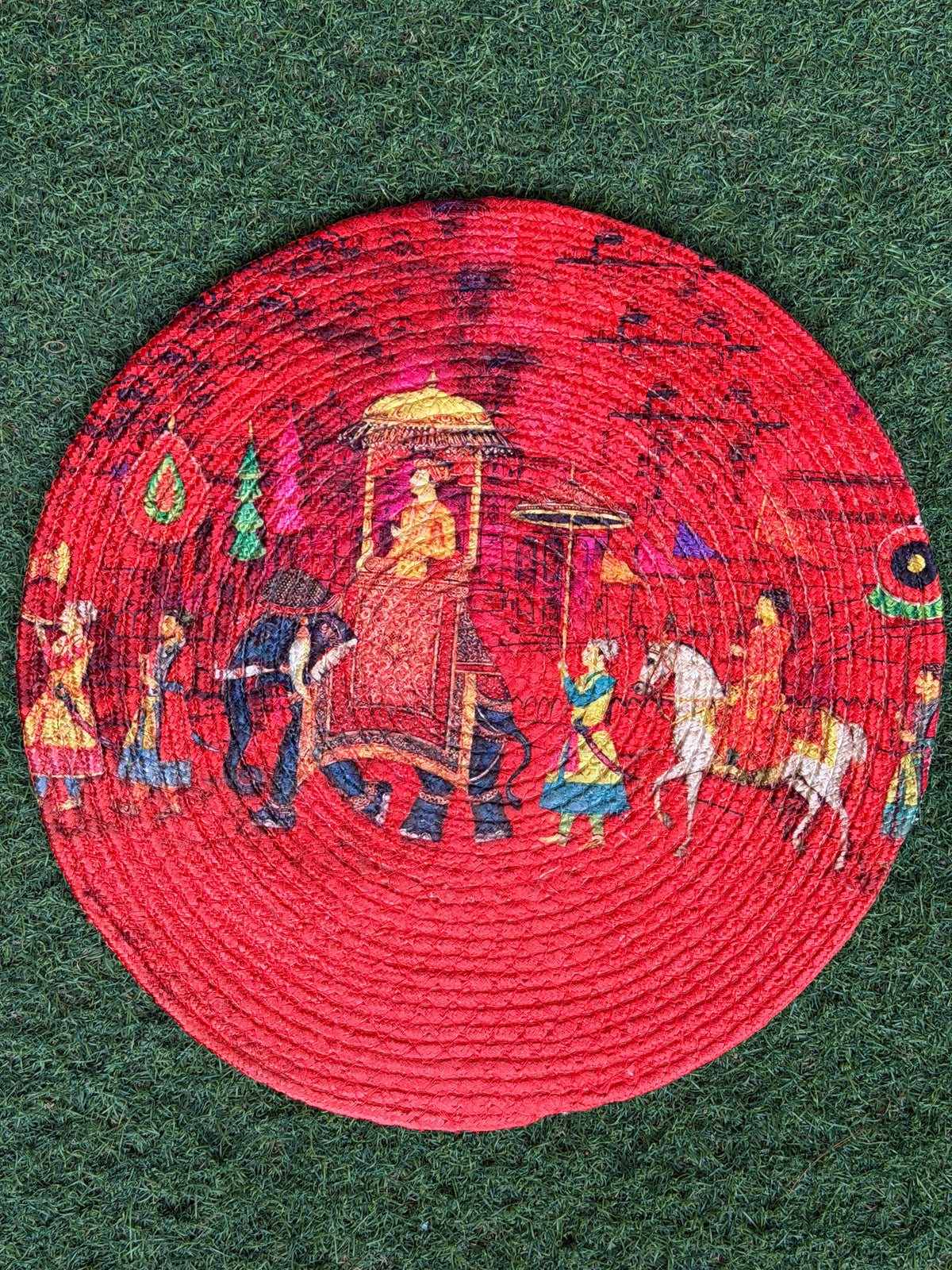 Digital printed round braided cotton placemats - multiple designs available