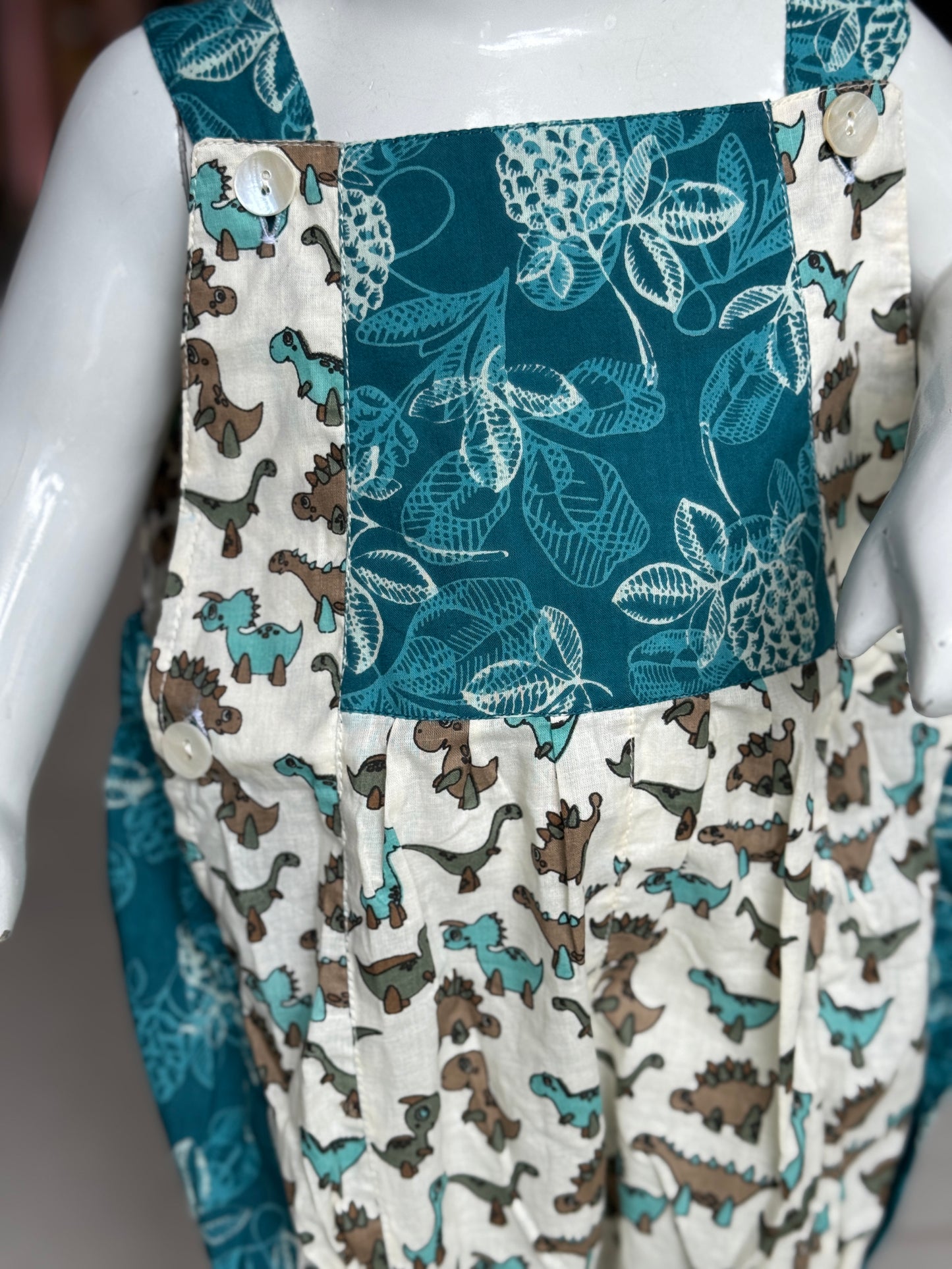 Rompers for babies - hand block printed upcycled soft cotton fabric scrap based unisex outfit for boys and girls