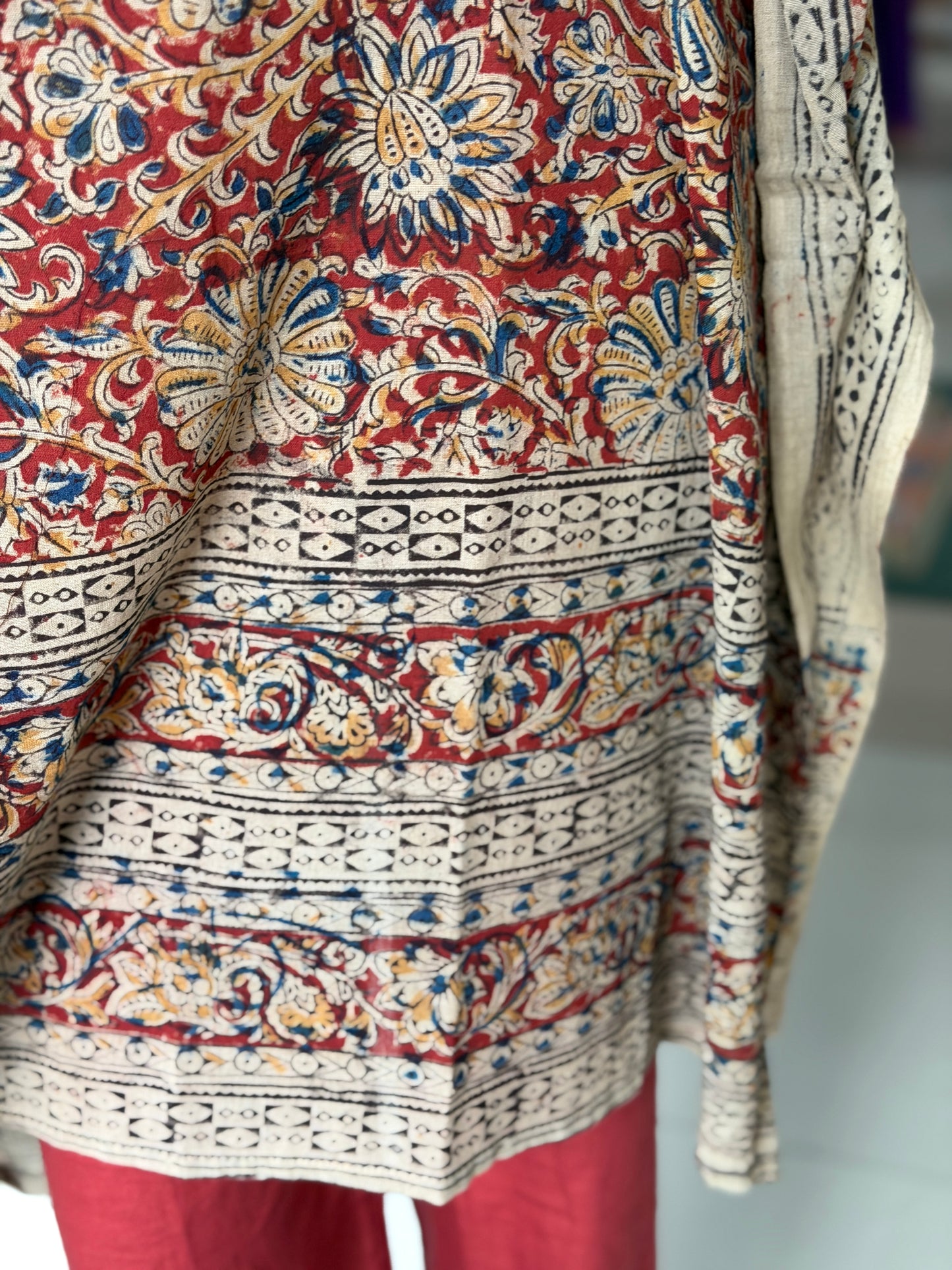 Kalamkari kaftan kurti - soft cotton with hand block prints - designs n colors options available